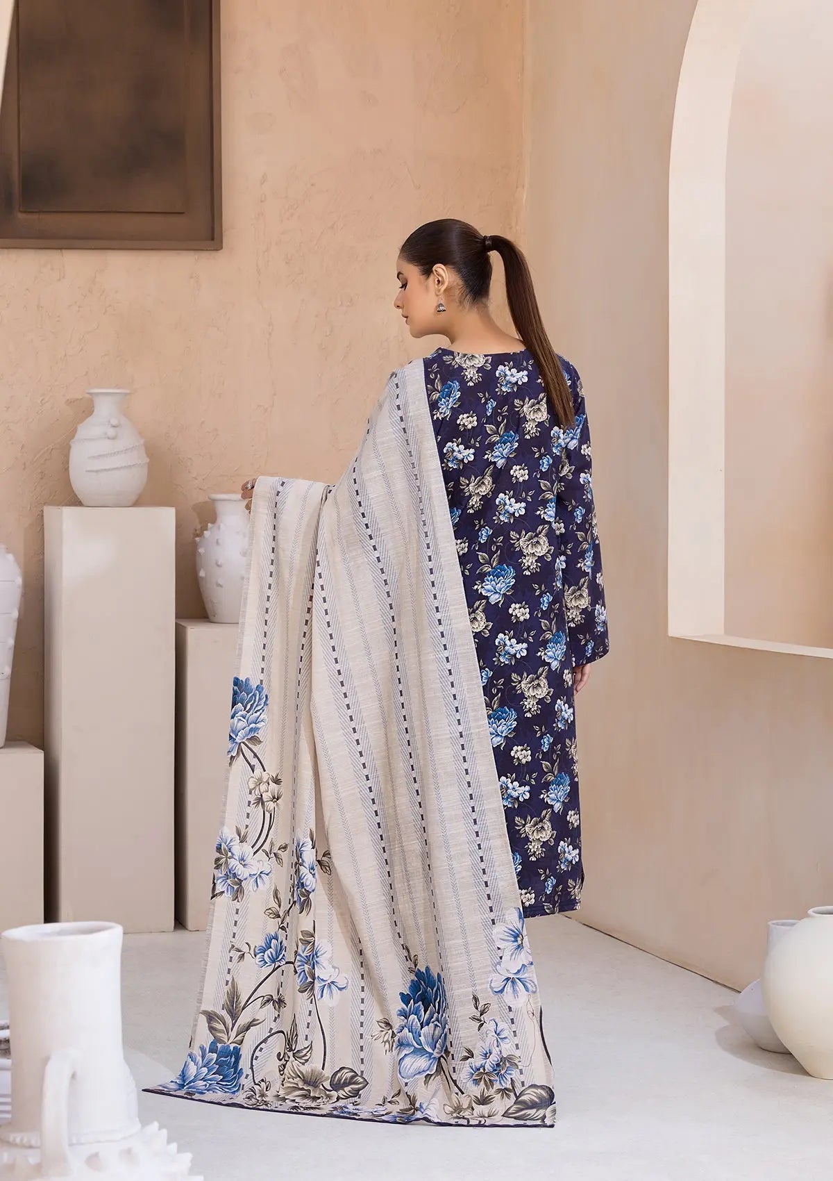 PRINTED KHADDAR BT6526-NBL Bin Tayyab