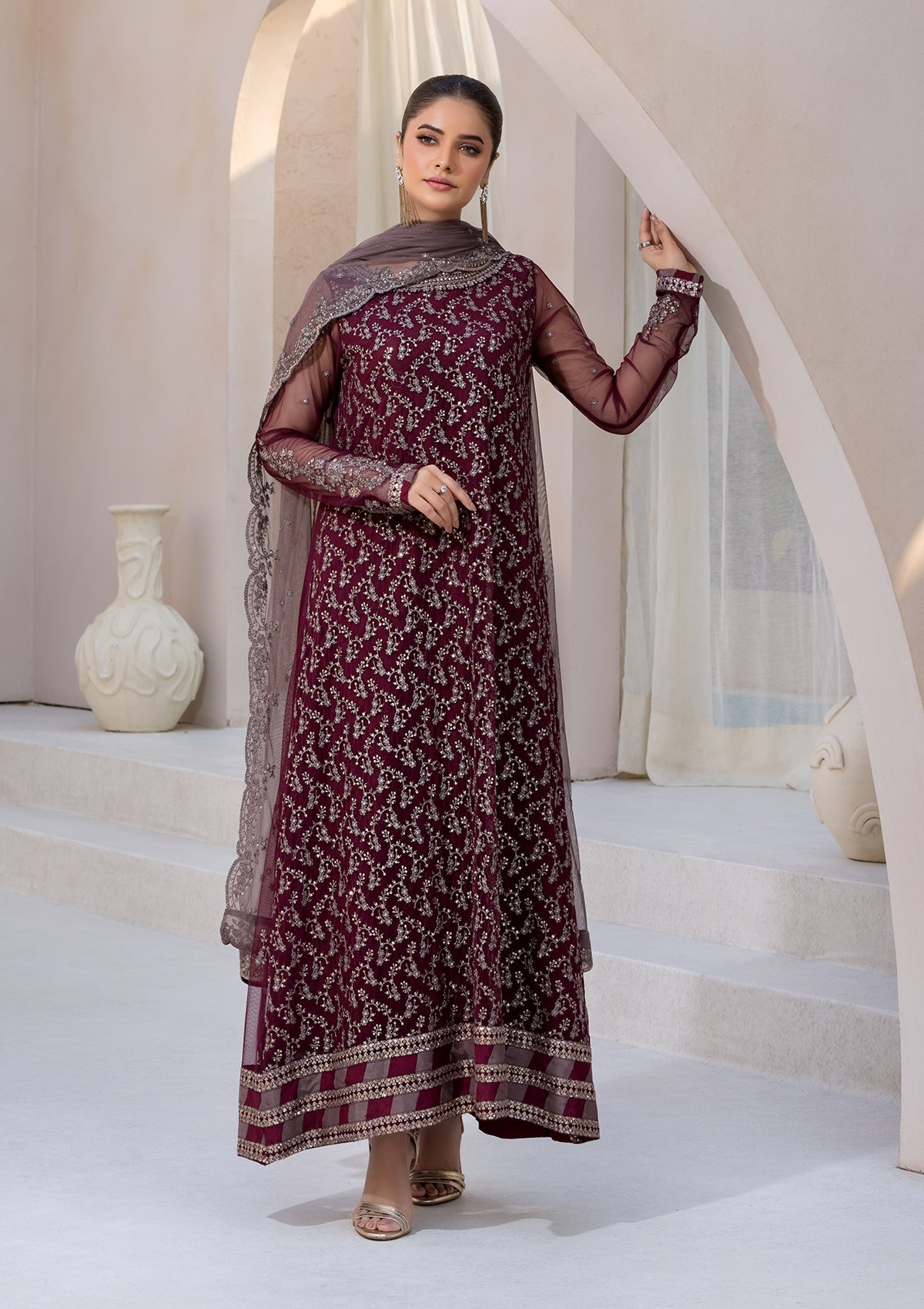 EMBROIDERED NET BT6622UN-BT6547-MRN