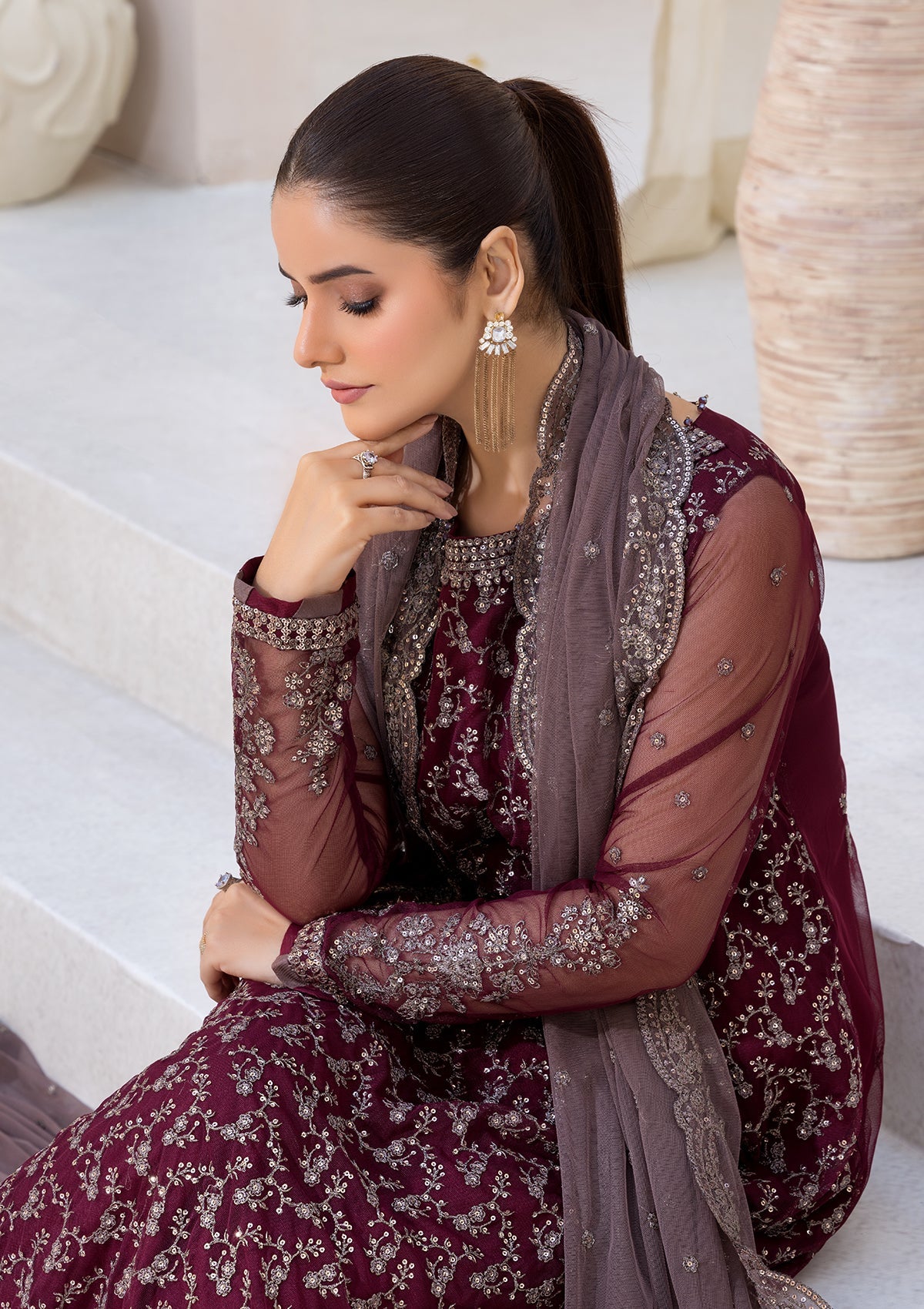 EMBROIDERED NET BT6622UN-BT6547-MRN