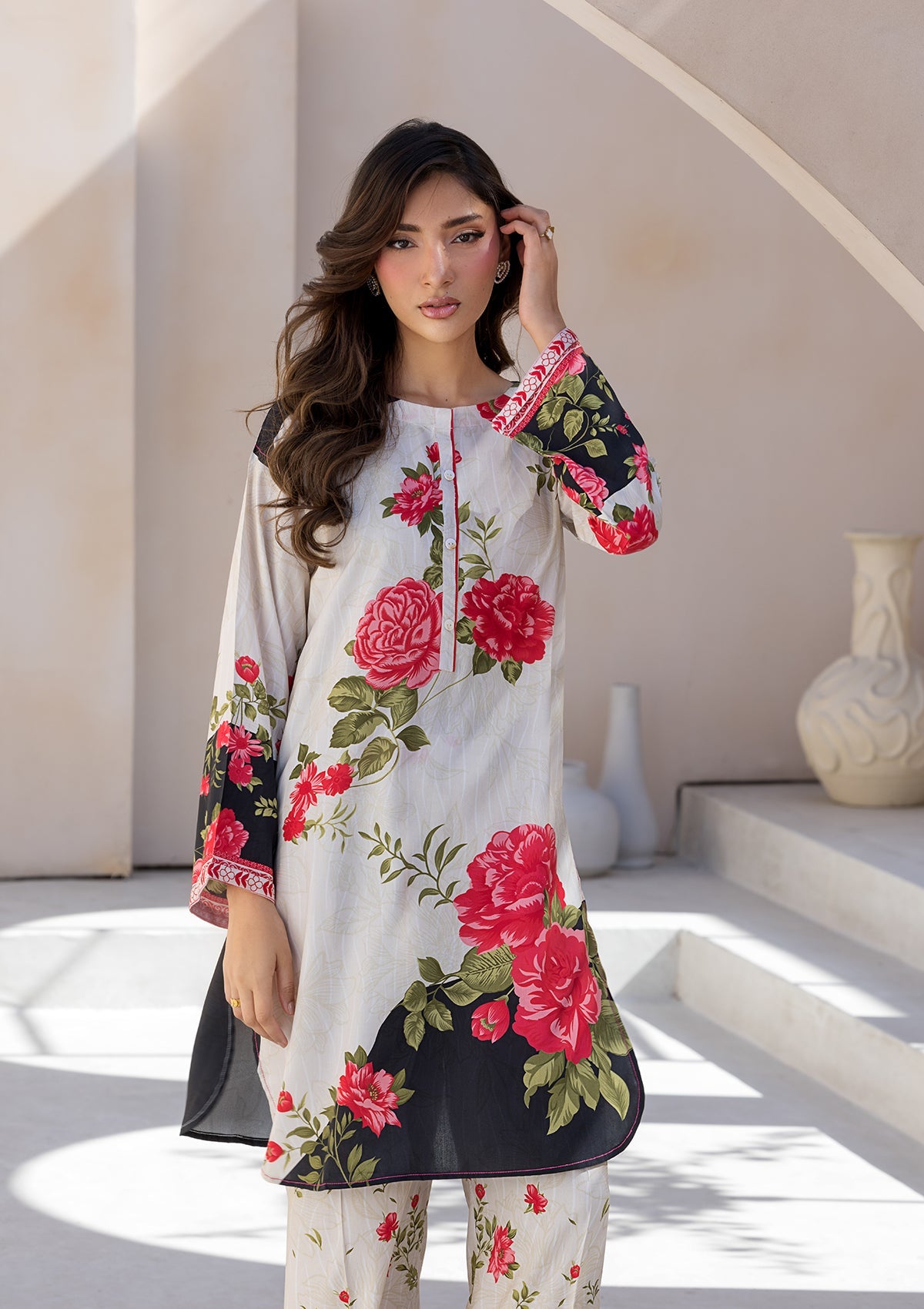PRINTED VISCOSE LAWN BT6685-CRM