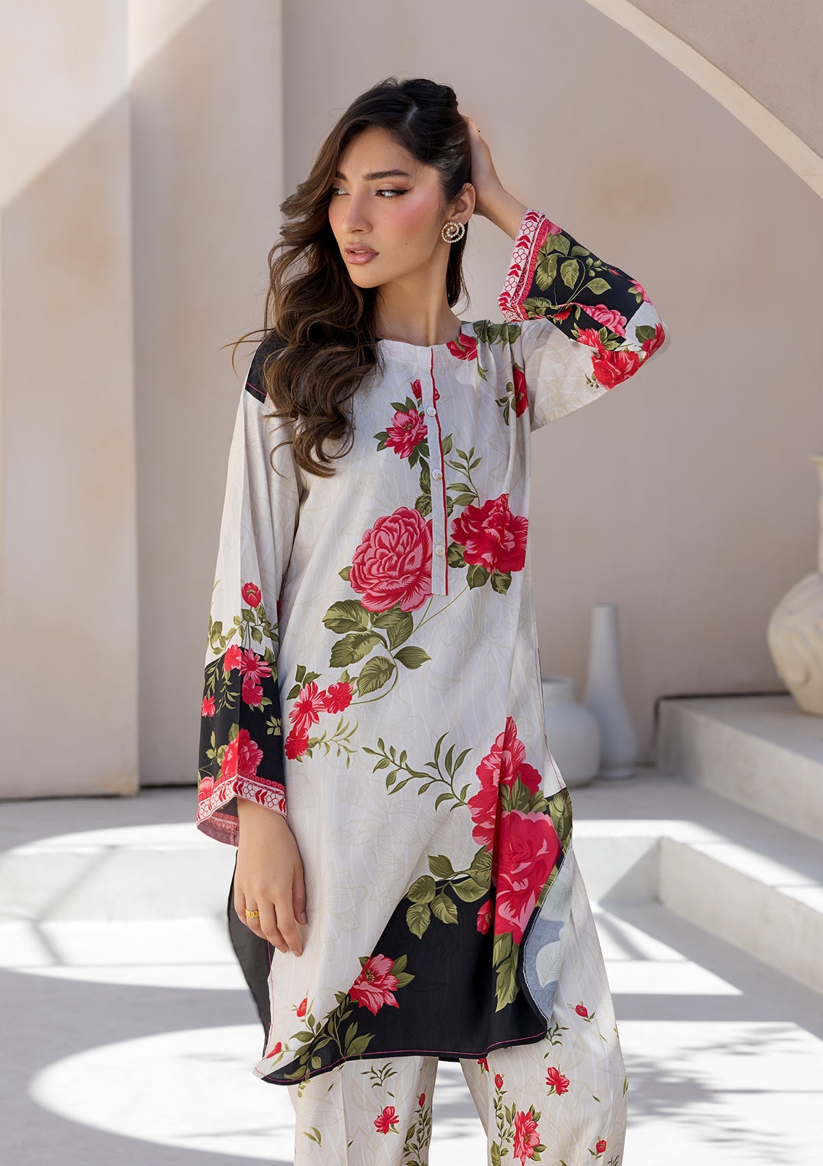 PRINTED VISCOSE LAWN BT6685-CRM