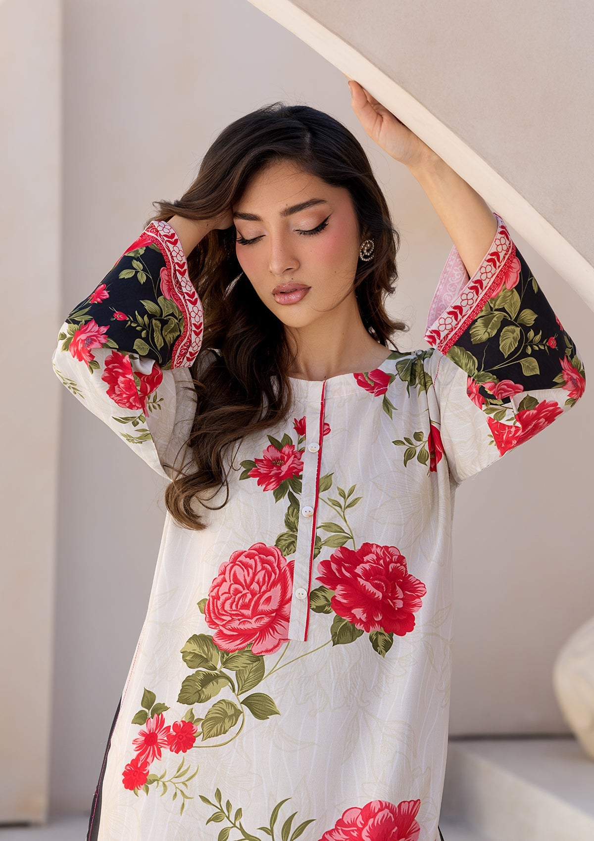 PRINTED VISCOSE LAWN BT6685-CRM