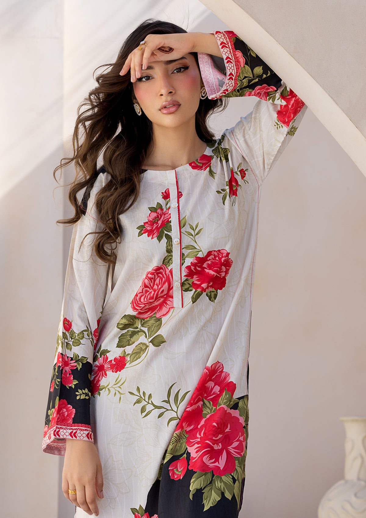 PRINTED VISCOSE LAWN BT6685-CRM