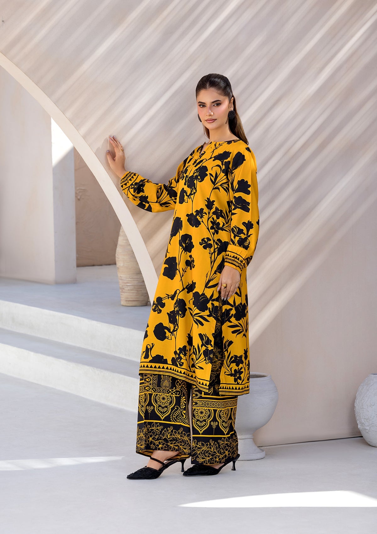 PRINTED VISCOSE LAWN BT006685-YLW