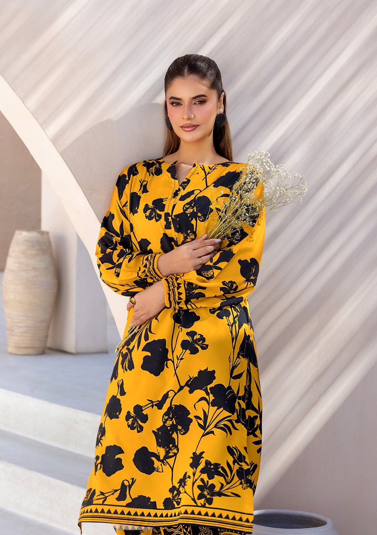 PRINTED VISCOSE LAWN BT006685-YLW