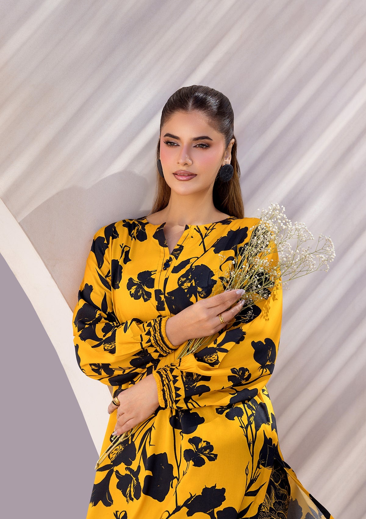 PRINTED VISCOSE LAWN BT006685-YLW