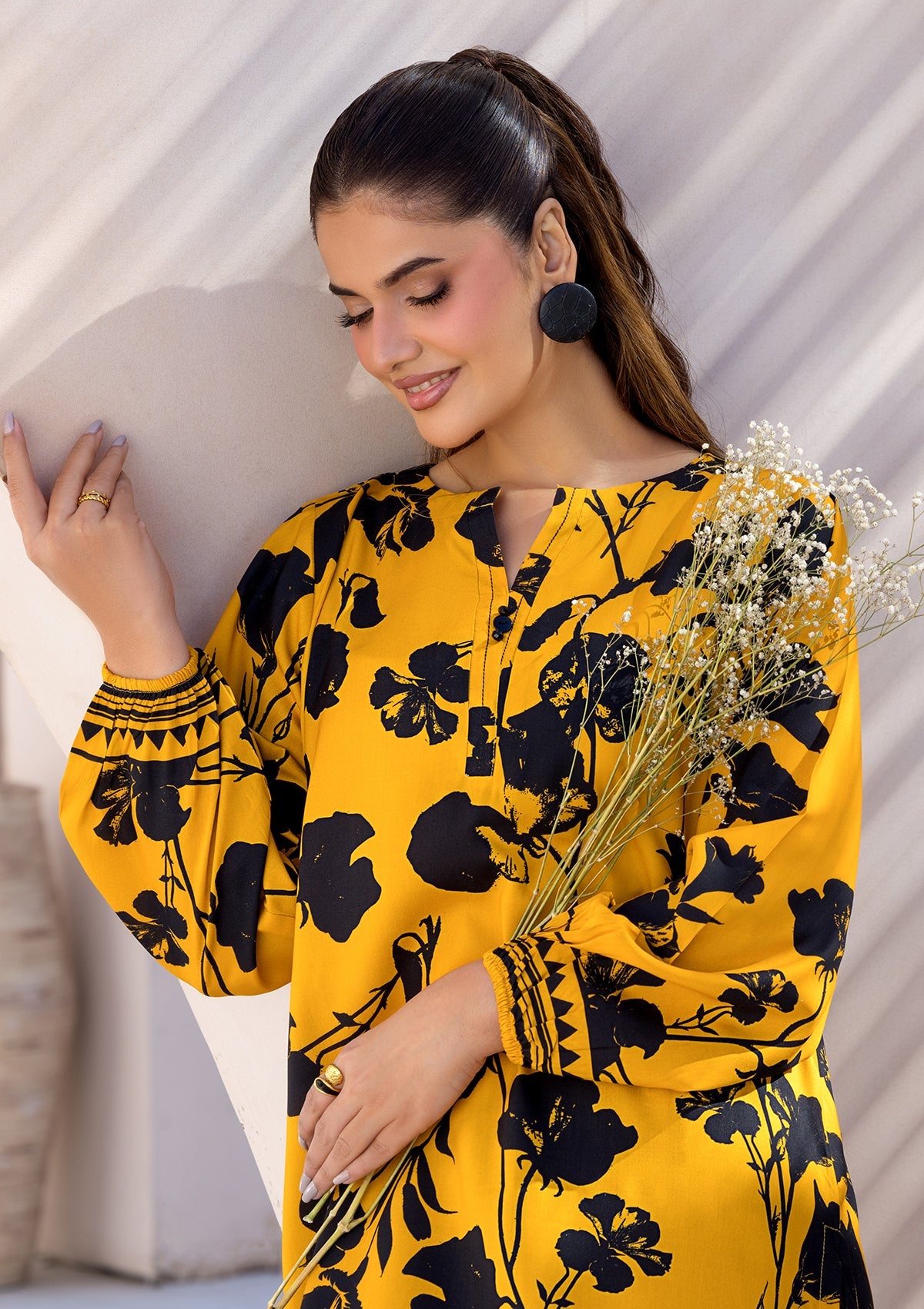 PRINTED VISCOSE LAWN BT006685-YLW