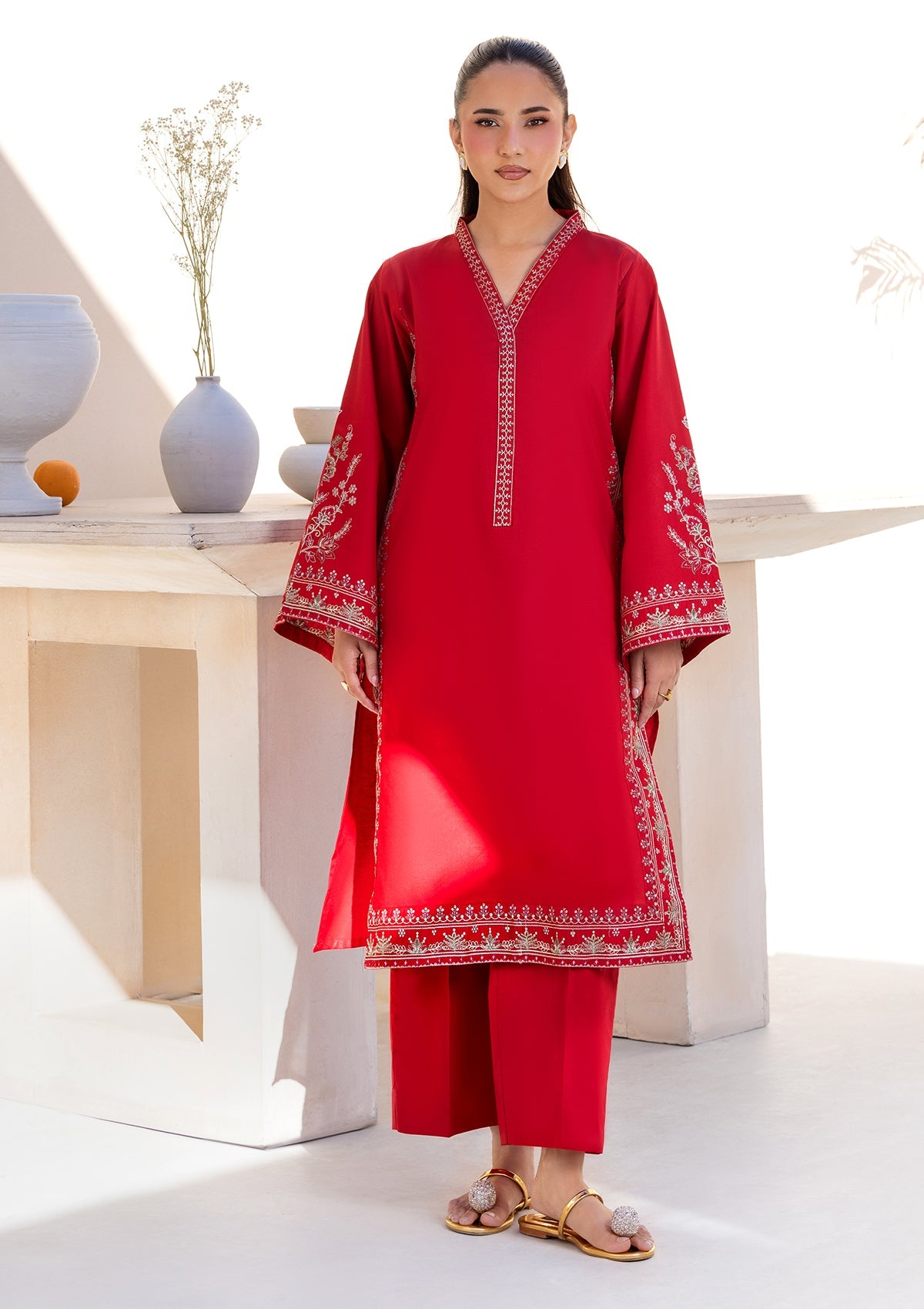EMBROIDERED COTTON BT006686-RED