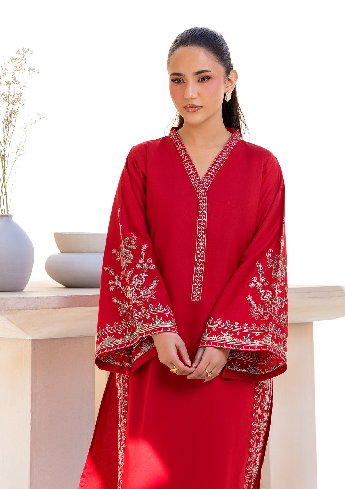 EMBROIDERED COTTON BT006686-RED
