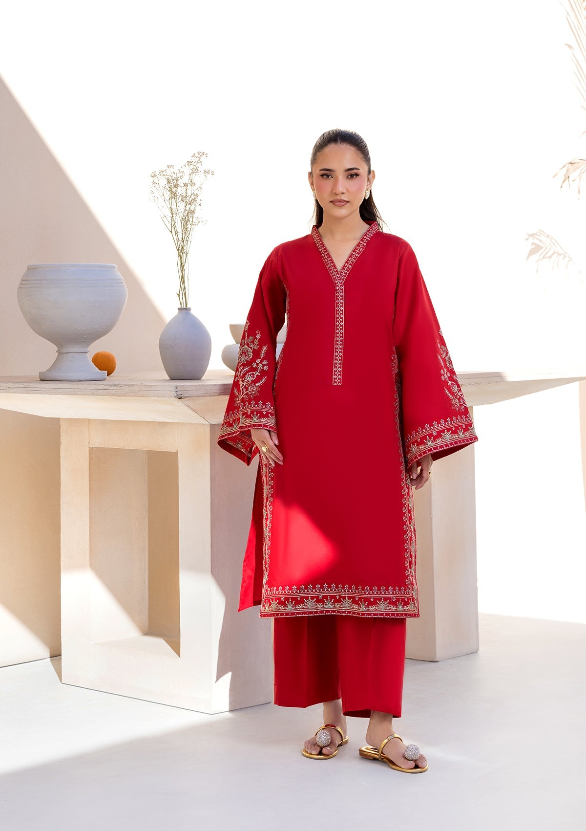 EMBROIDERED COTTON BT006686-RED