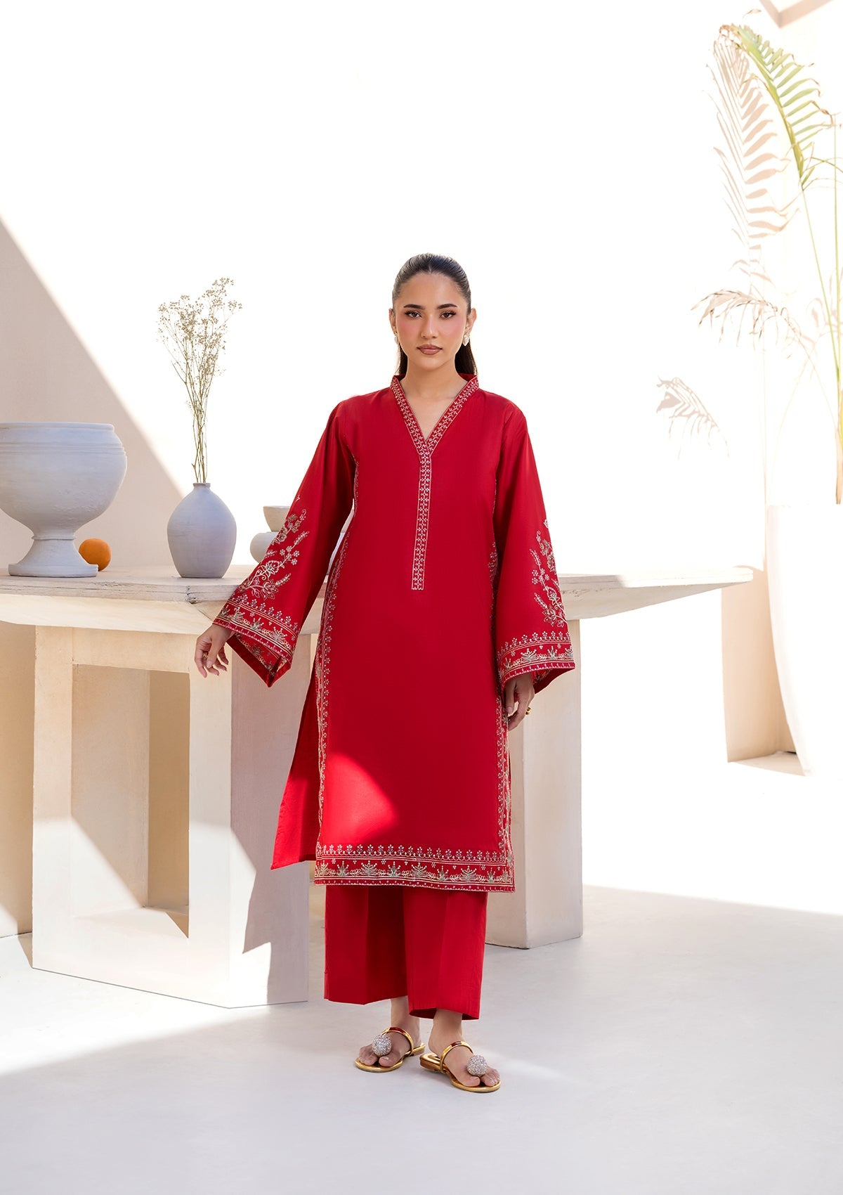 EMBROIDERED COTTON BT006686-RED