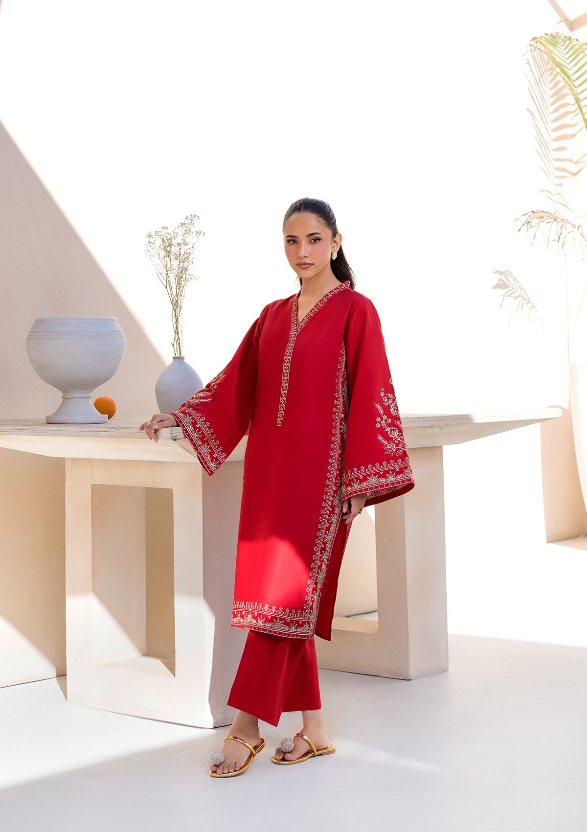 EMBROIDERED COTTON BT006686-RED