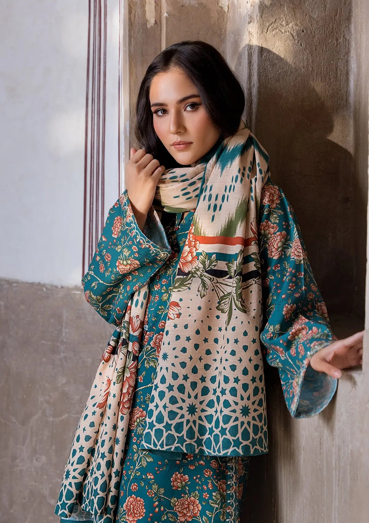 EMBROIDERED KHADDAR BT6512-CGN Bin Tayyab