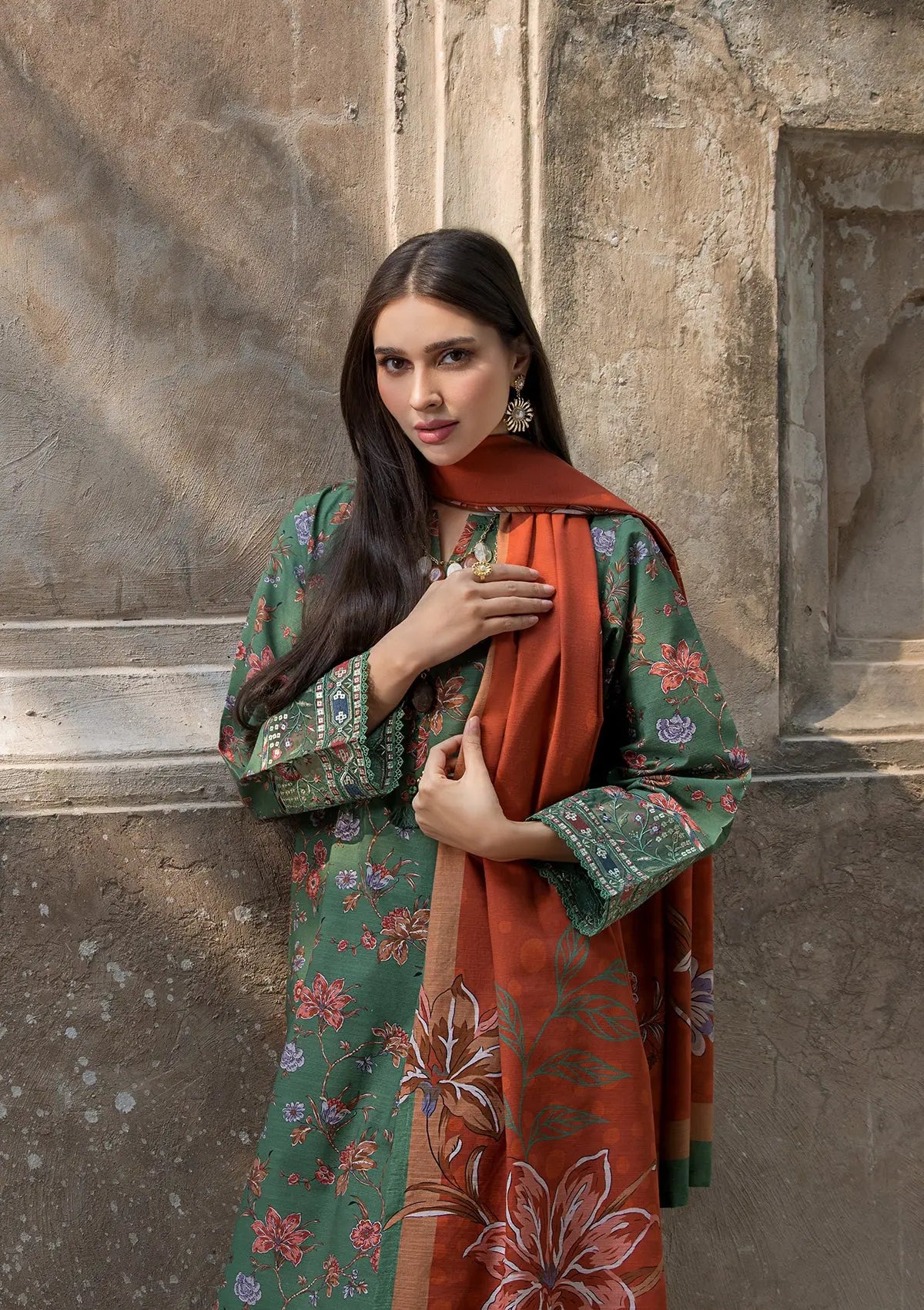 EMBROIDERED KHADDAR BT6513-GRN Bin Tayyab
