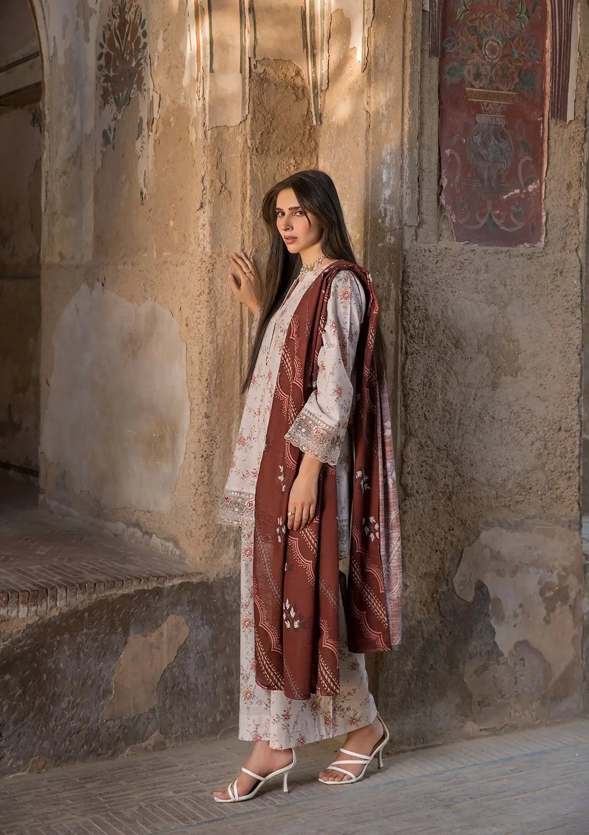 EMBROIDERED KHADDAR BT6513-CRM Bin Tayyab