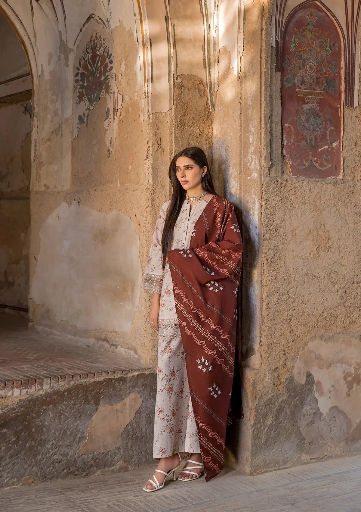 EMBROIDERED KHADDAR BT6513-CRM Bin Tayyab