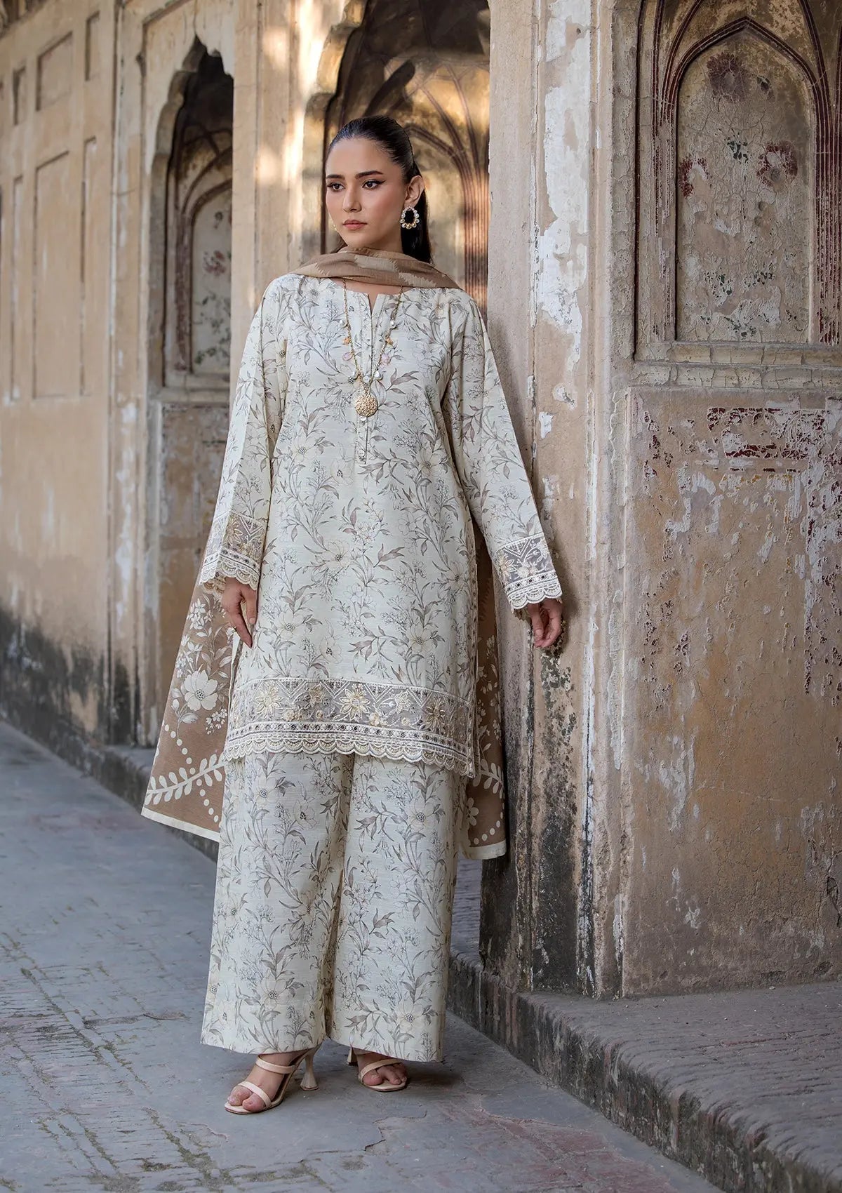 EMBROIDERED KHADDAR BT6513-SKN Bin Tayyab