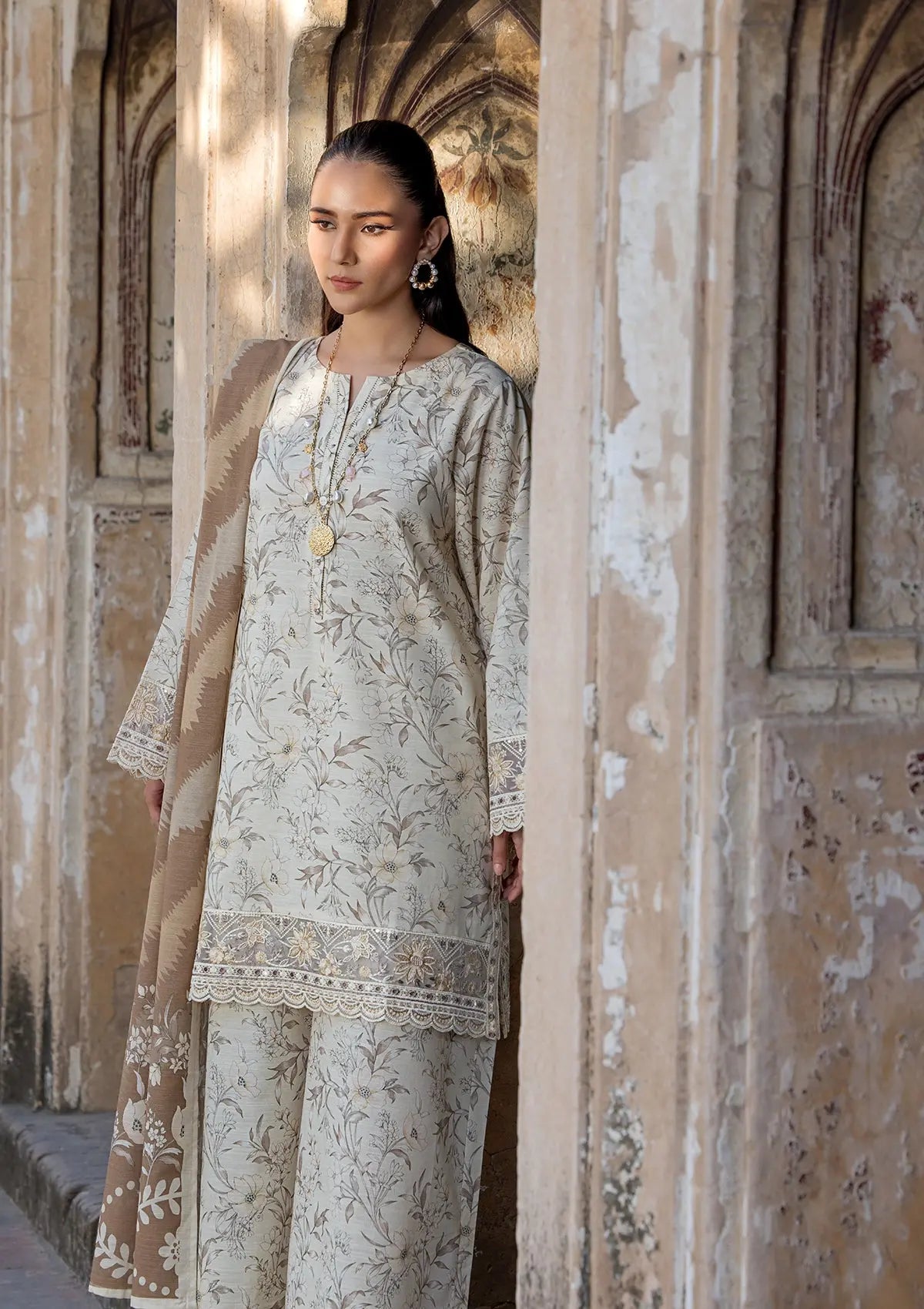 EMBROIDERED KHADDAR BT6513-SKN Bin Tayyab