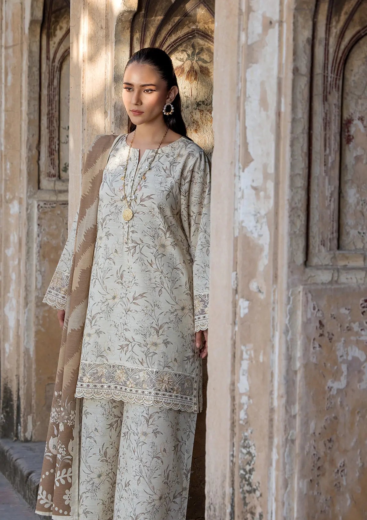 EMBROIDERED KHADDAR BT6513-SKN Bin Tayyab