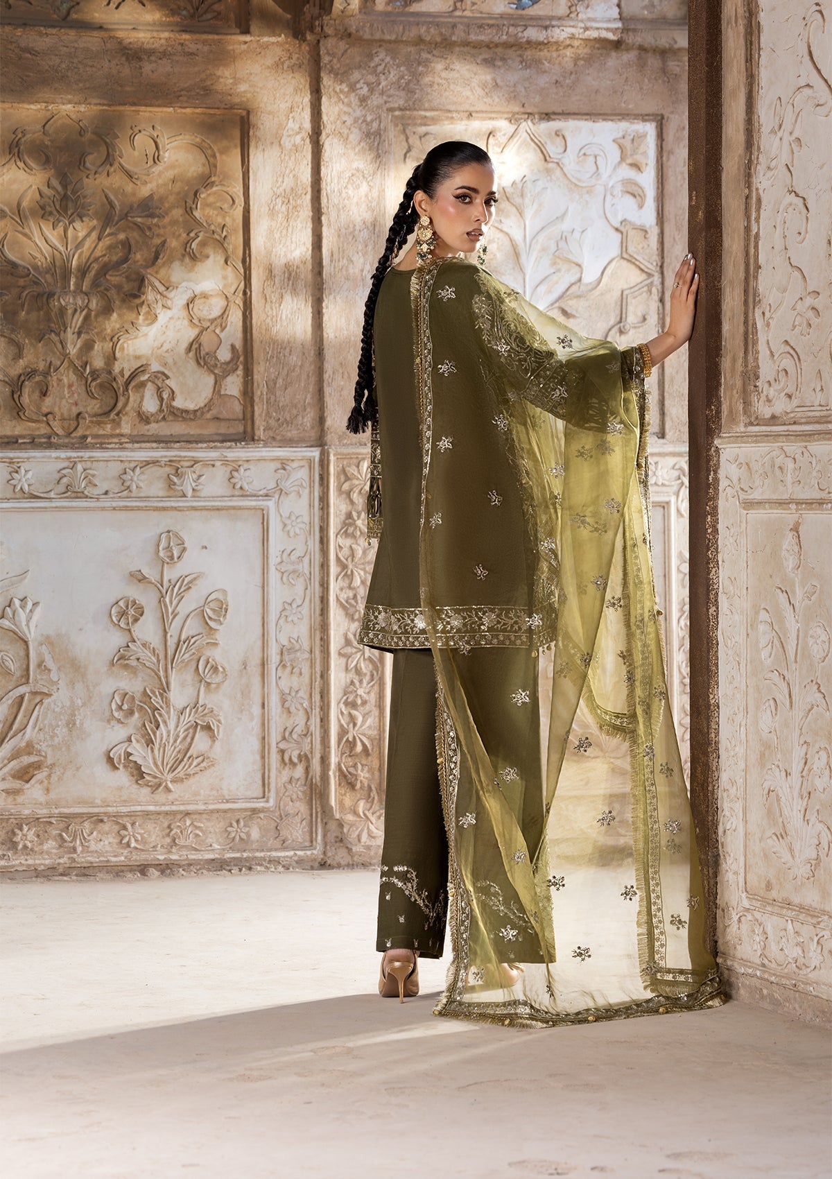 Embroidered Raw Silk BT6687-OLV