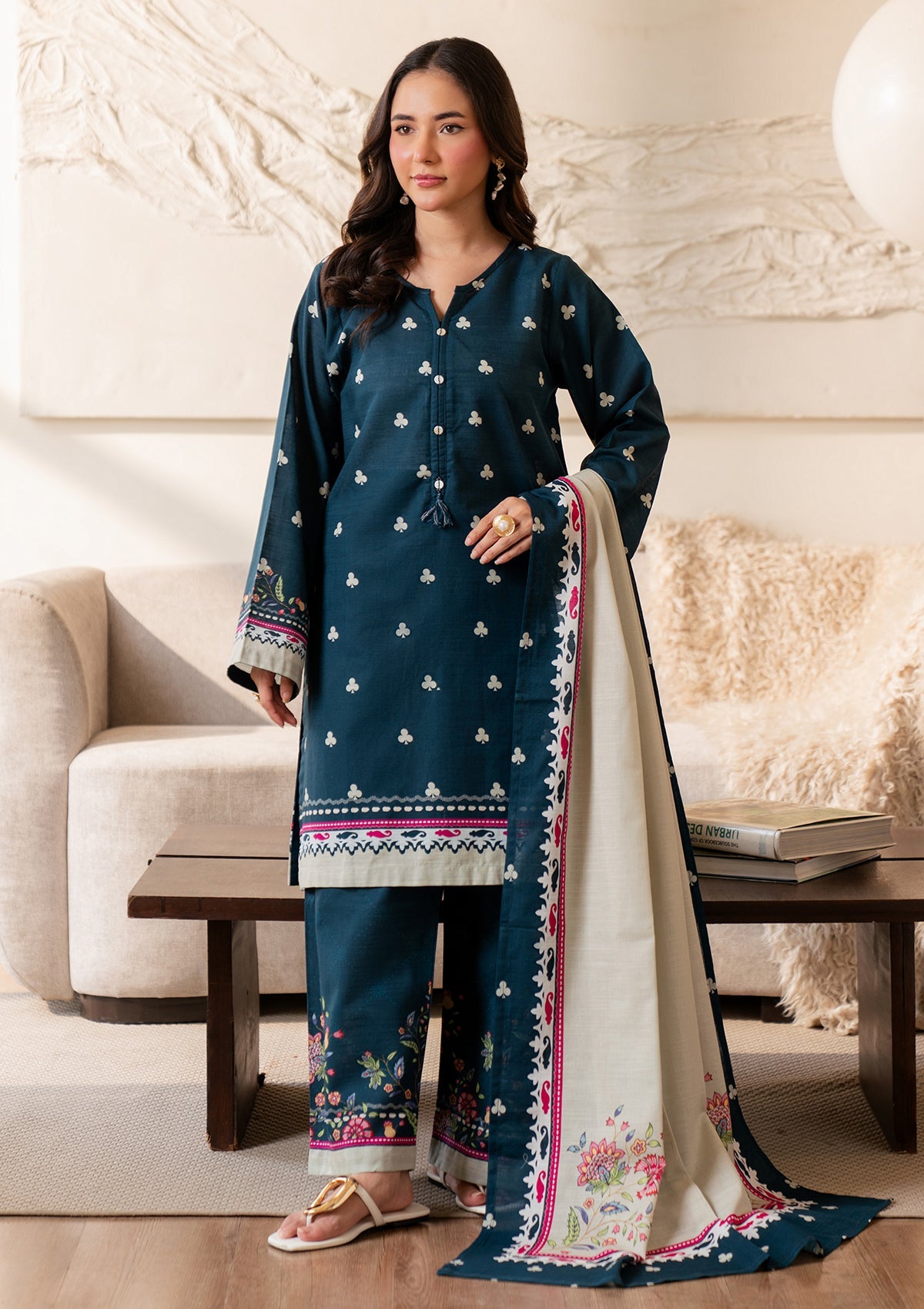 PRINTED KHADDAR BT006966-BLU