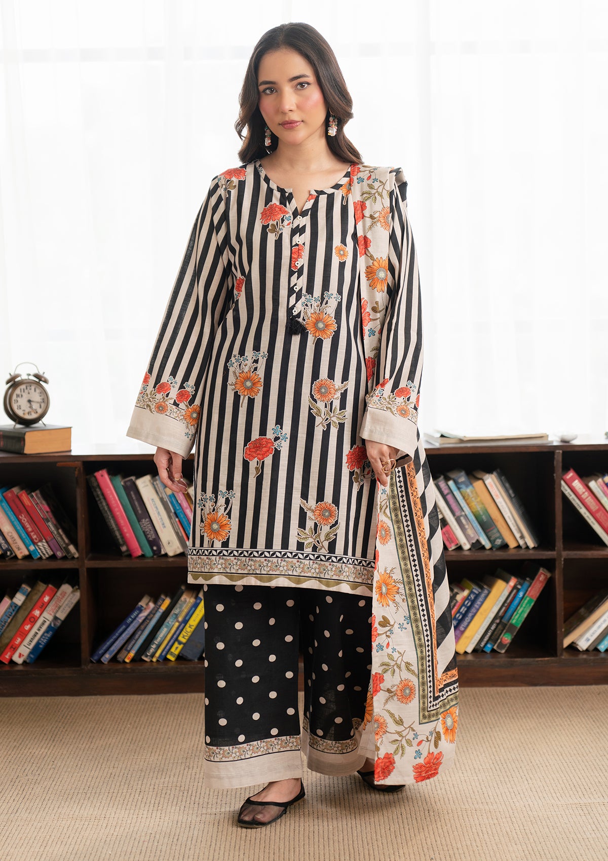 PRINTED KHADDAR BT006966-BLK