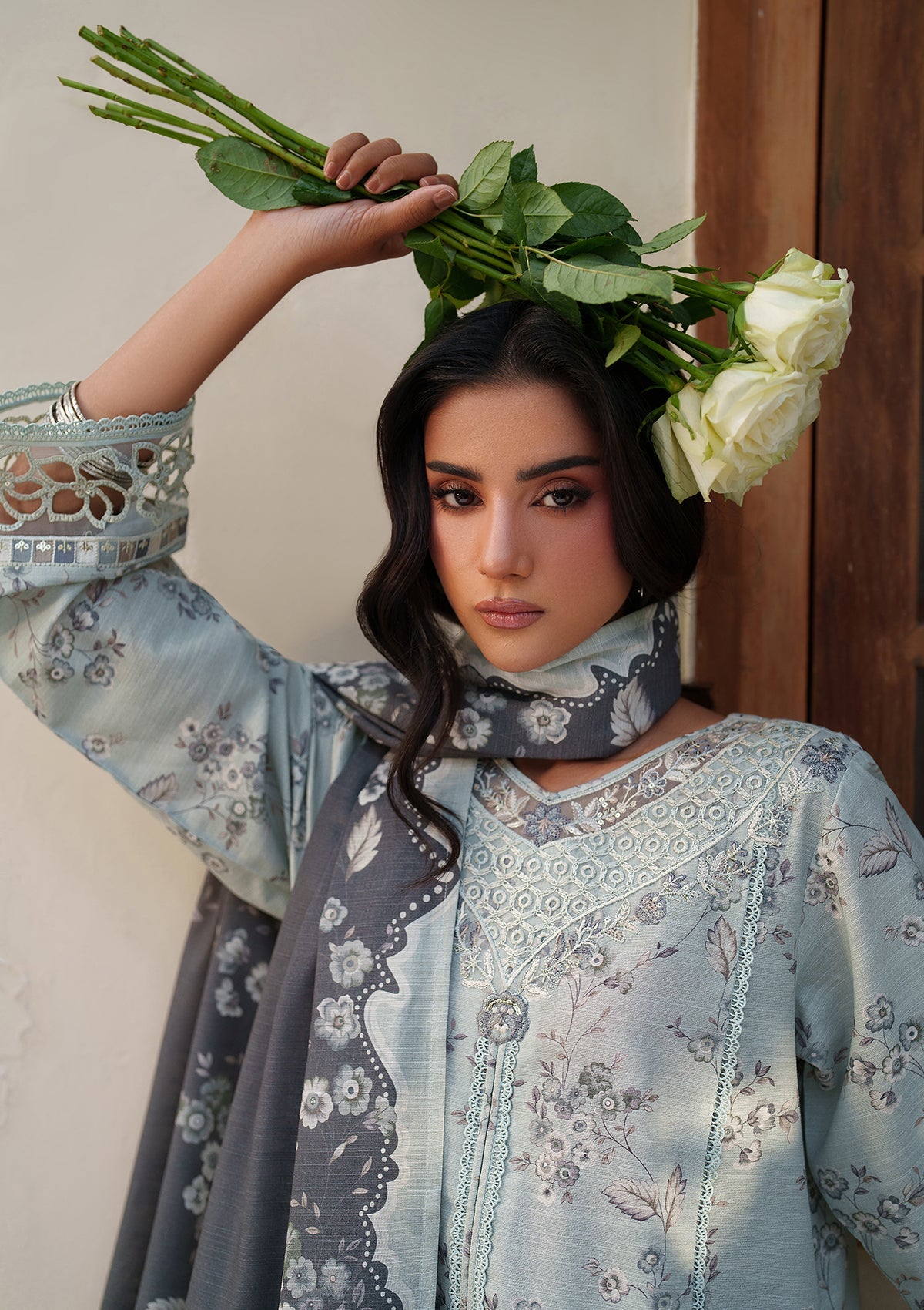 PRINTED EMBROIDERED Lawn BT006887-GRY