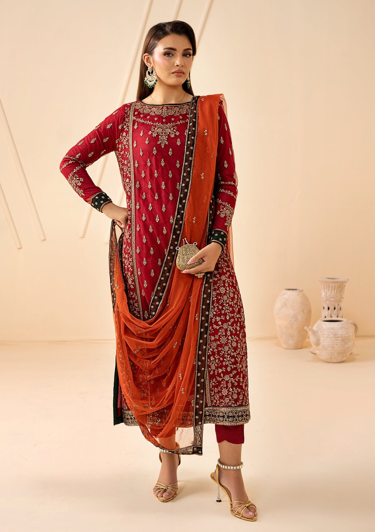 EMBROIDERED NET BT006881-RED (UN-6973-BTB)