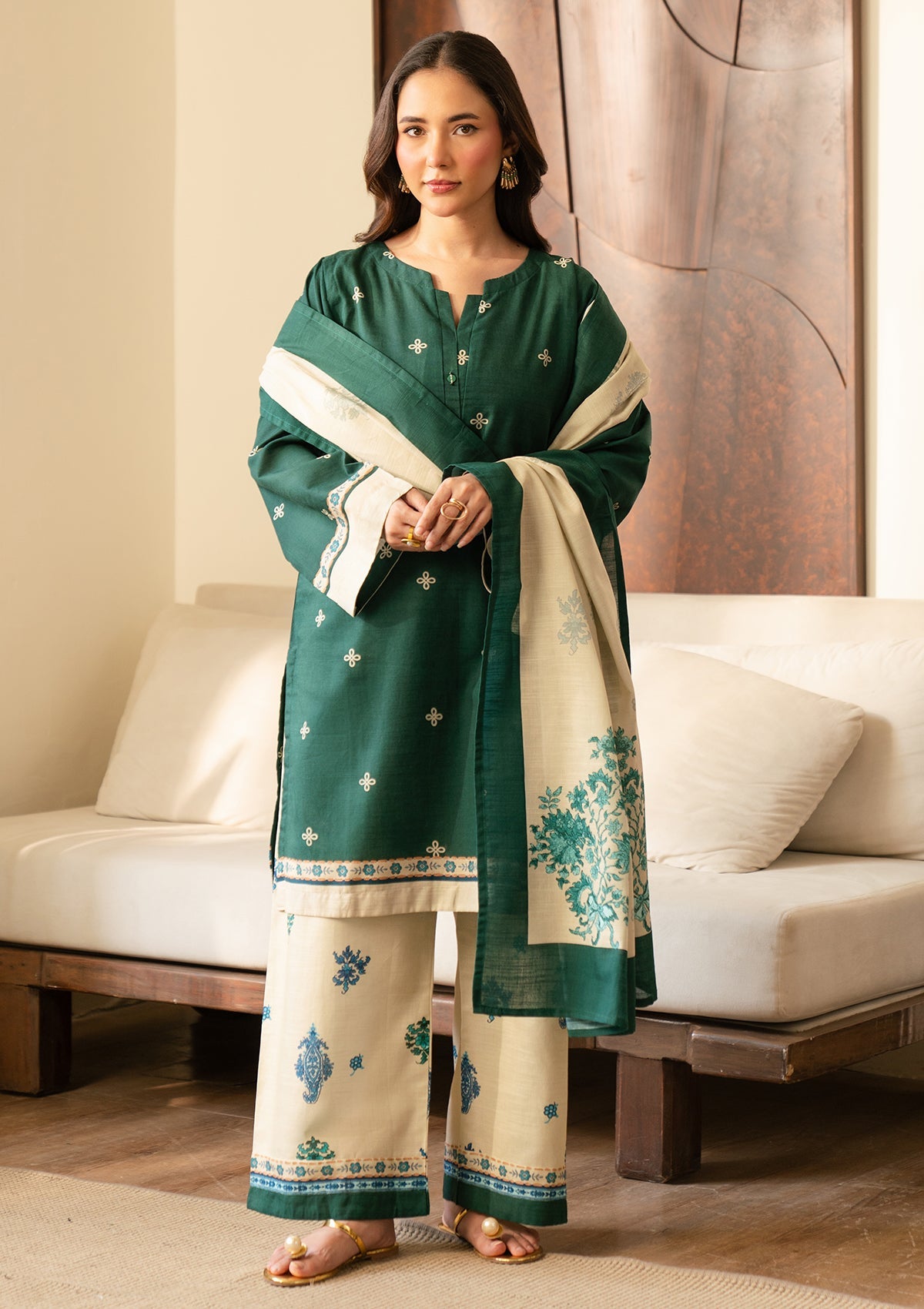 PRINTED KHADDAR BT006966-GRN