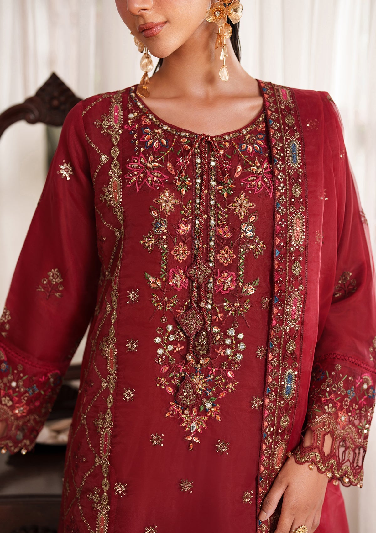 Embroidered Organza BT6559-MRN Bin Tayyab