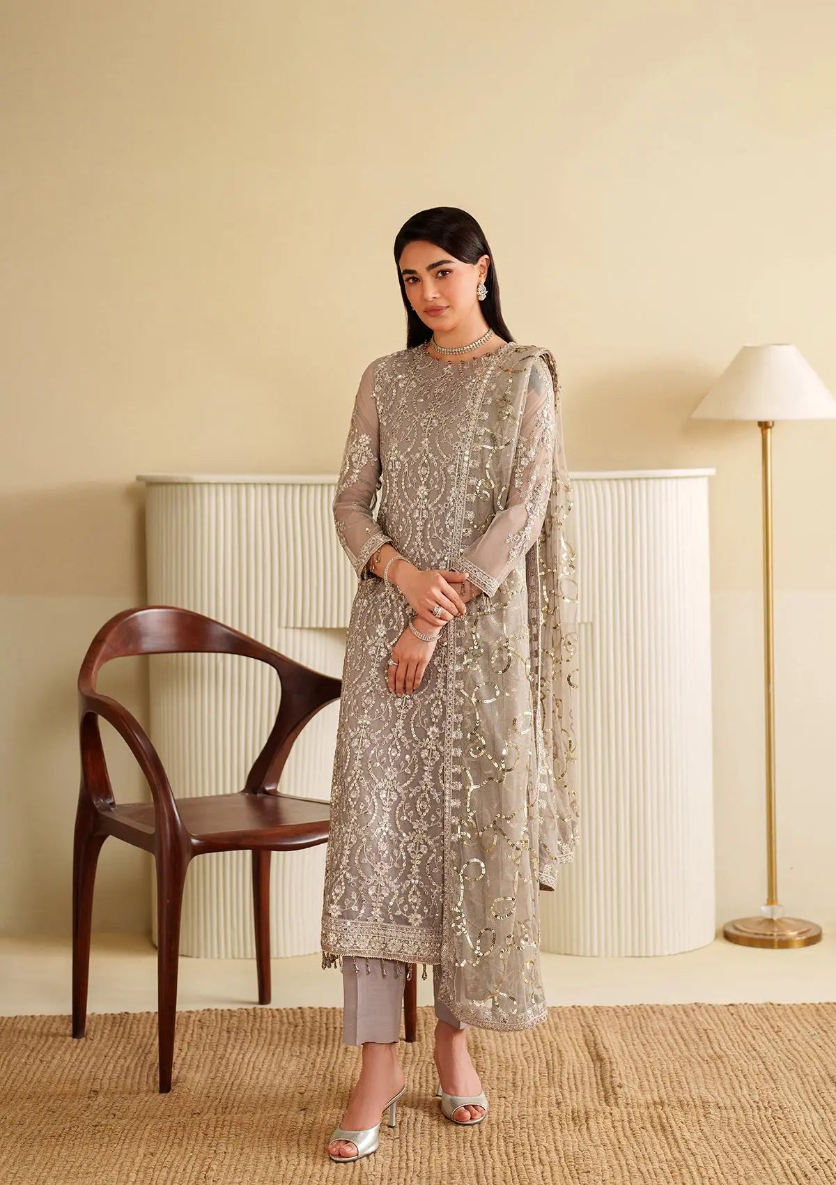 Embroidered Net BT6487-SKN Bin Tayyab