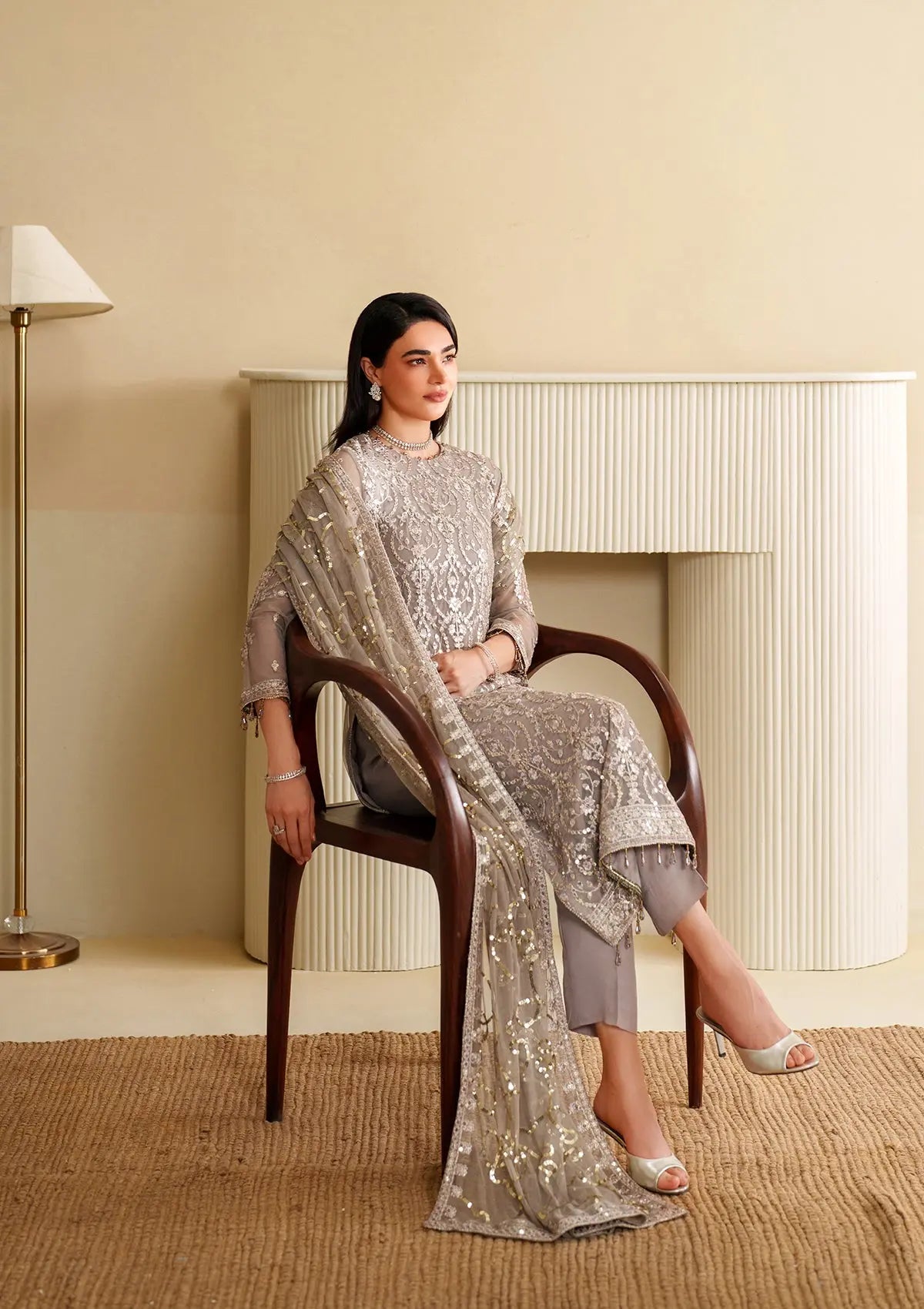 Embroidered Net BT6487-SKN Bin Tayyab