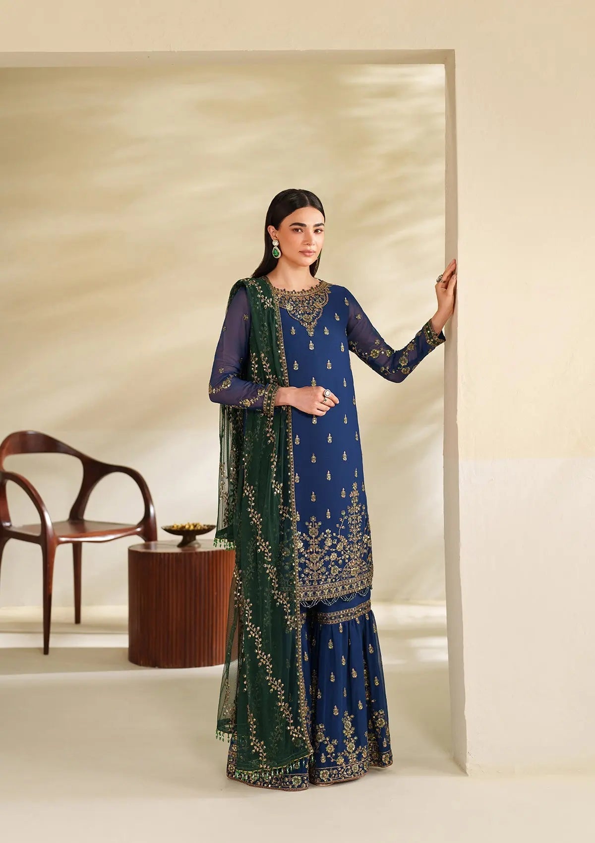 Embroidered Chiffon BT6528-BLU Bin Tayyab
