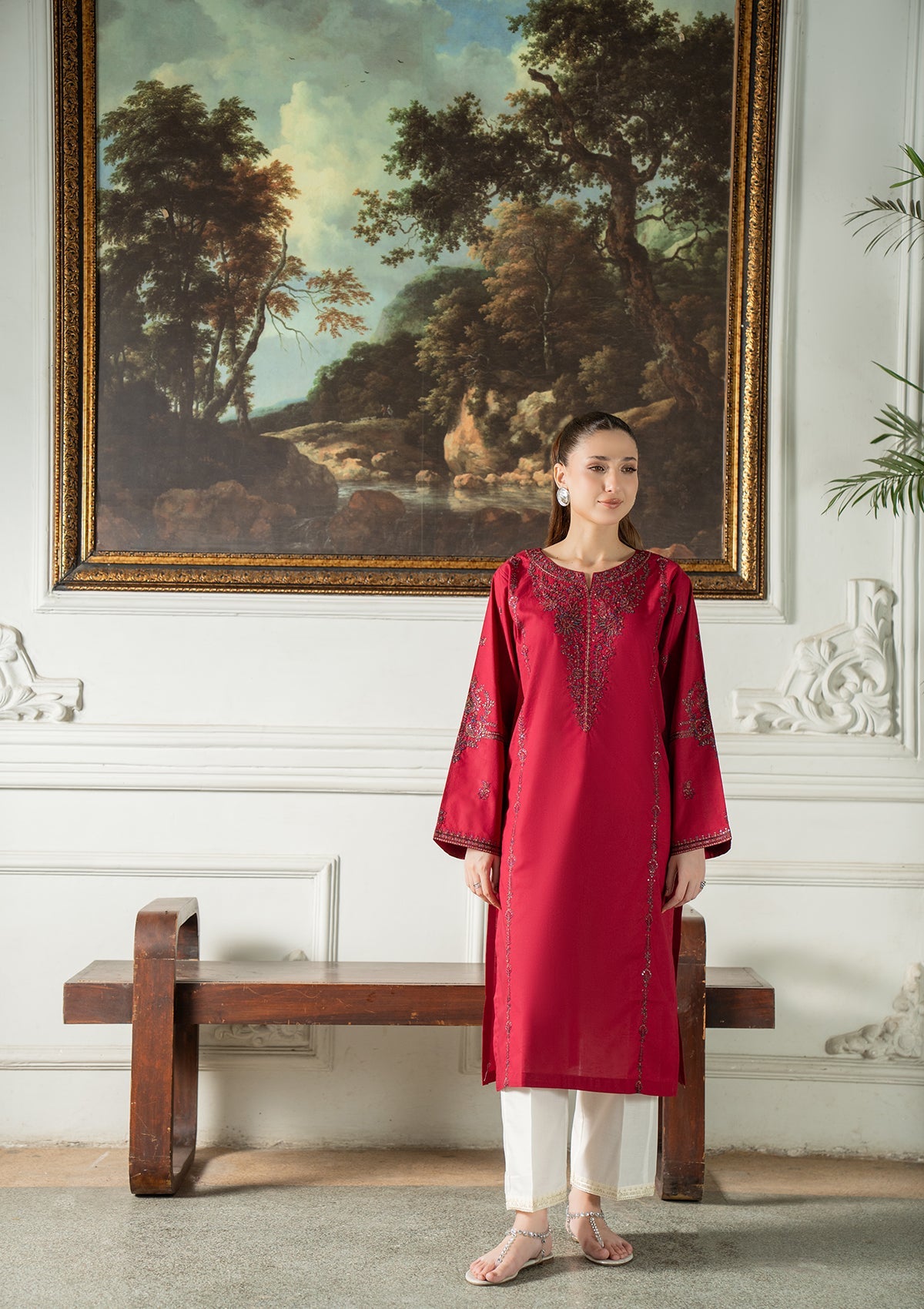 EMBROIDERED COTTON BT006832-RED