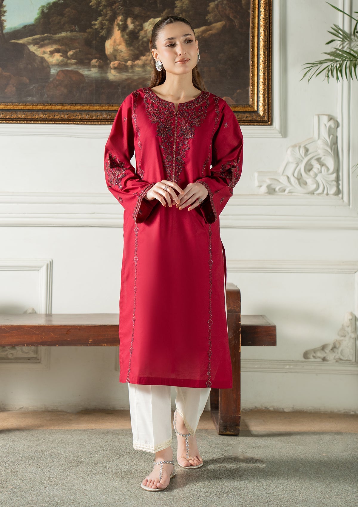 EMBROIDERED COTTON BT006832-RED