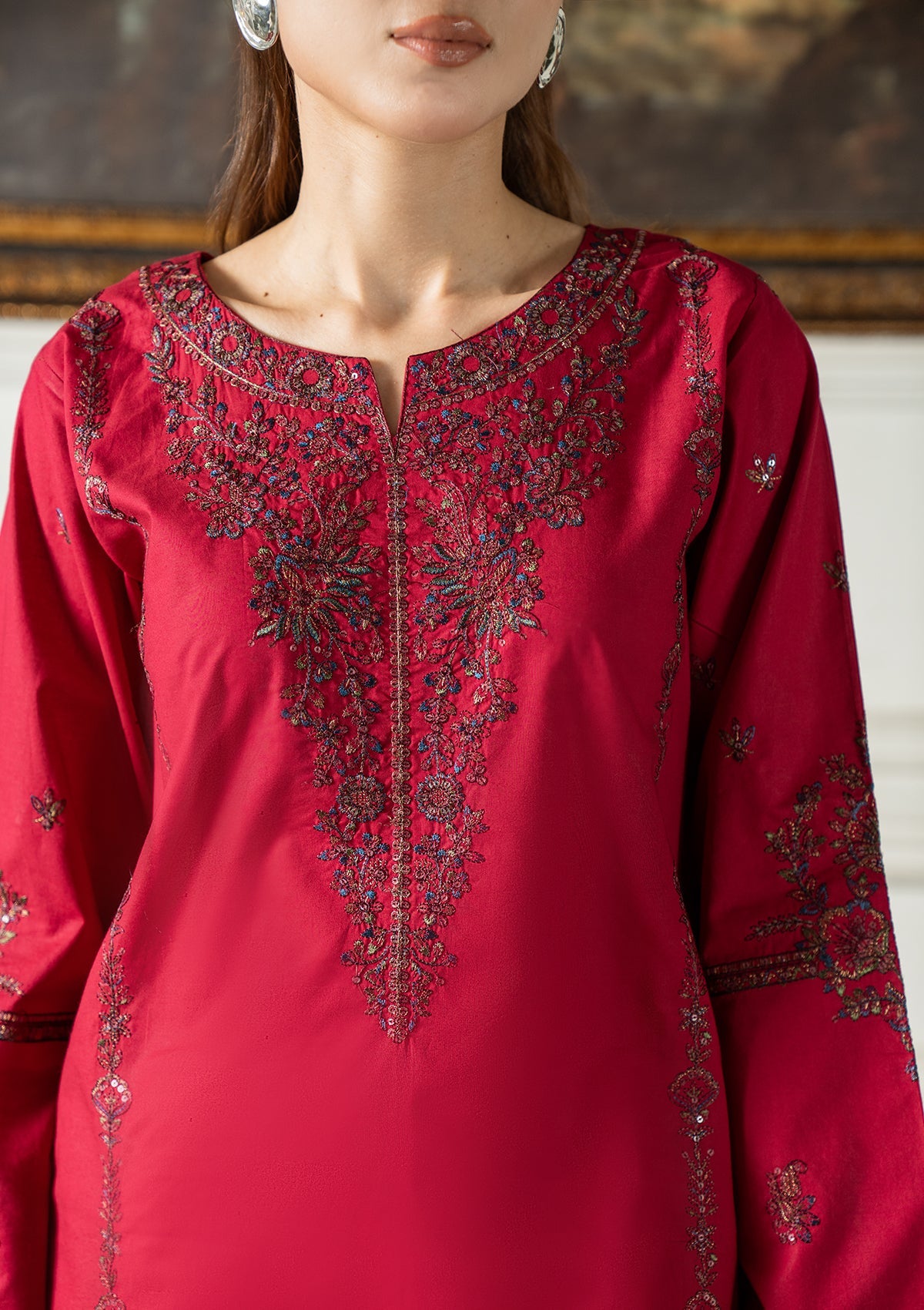 EMBROIDERED COTTON BT006832-RED