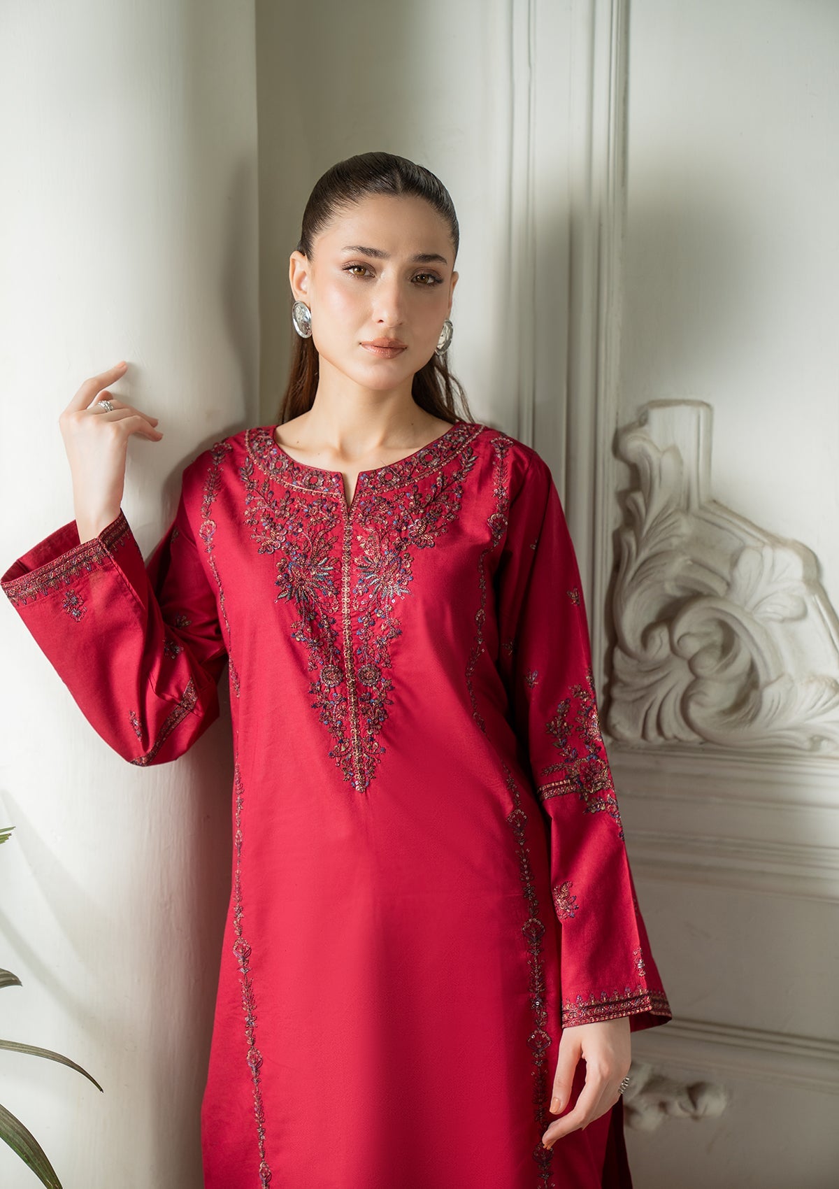 EMBROIDERED COTTON BT006832-RED