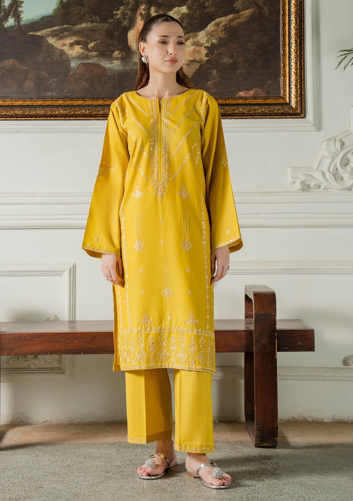 EMBROIDERED COTTON BT006832-YLW