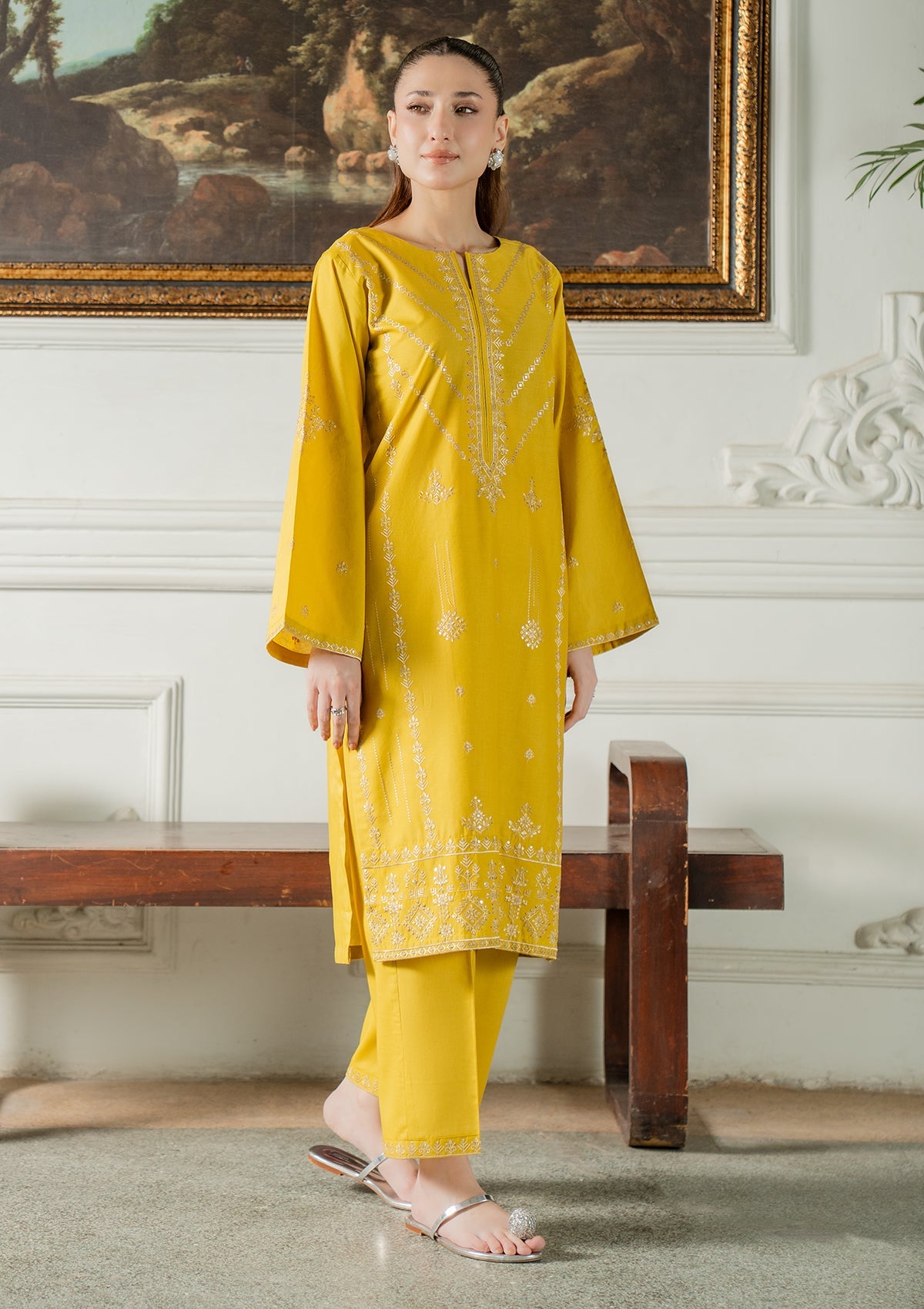 EMBROIDERED COTTON BT006832-YLW