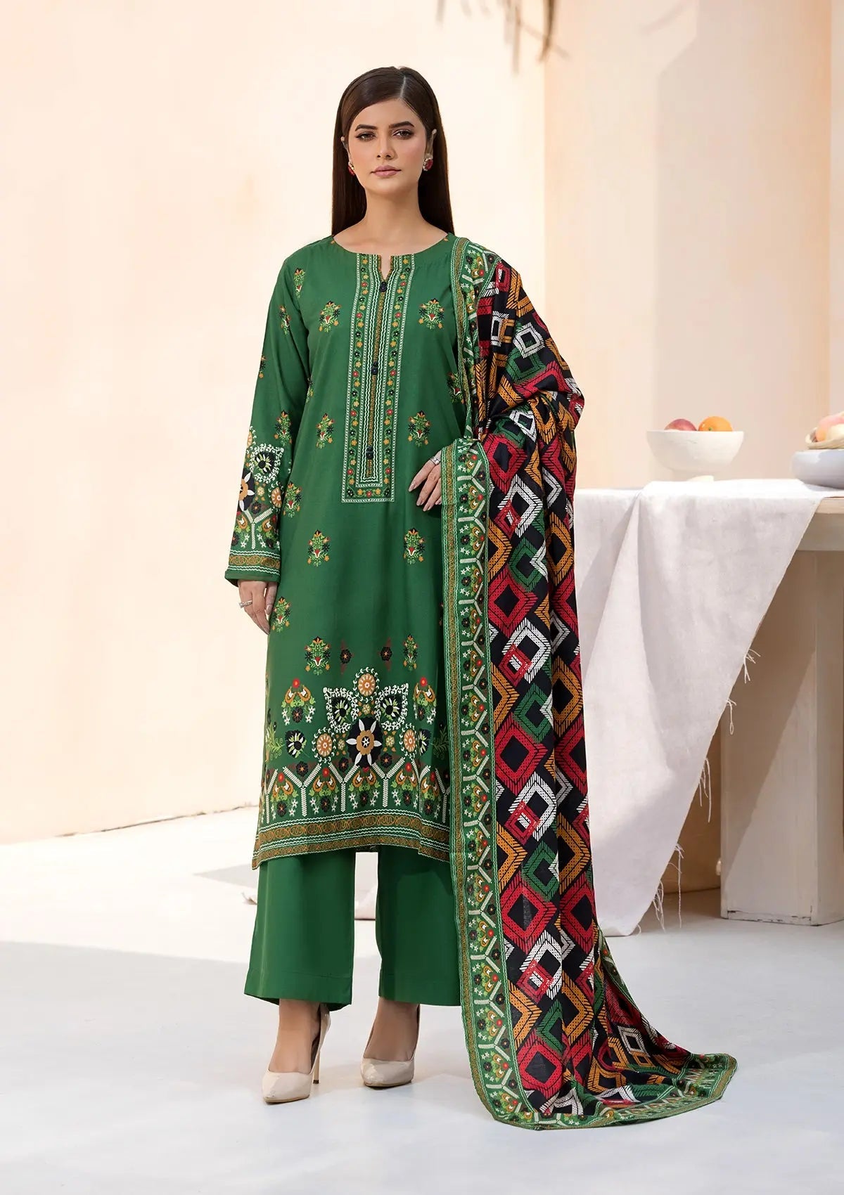 Printed Linen BT6545-GRN Bin Tayyab