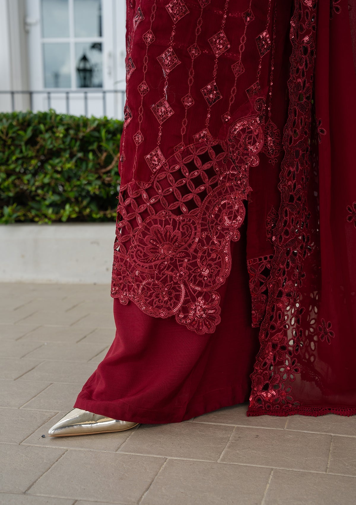 Embroidered Chiffon BT006981-MRN