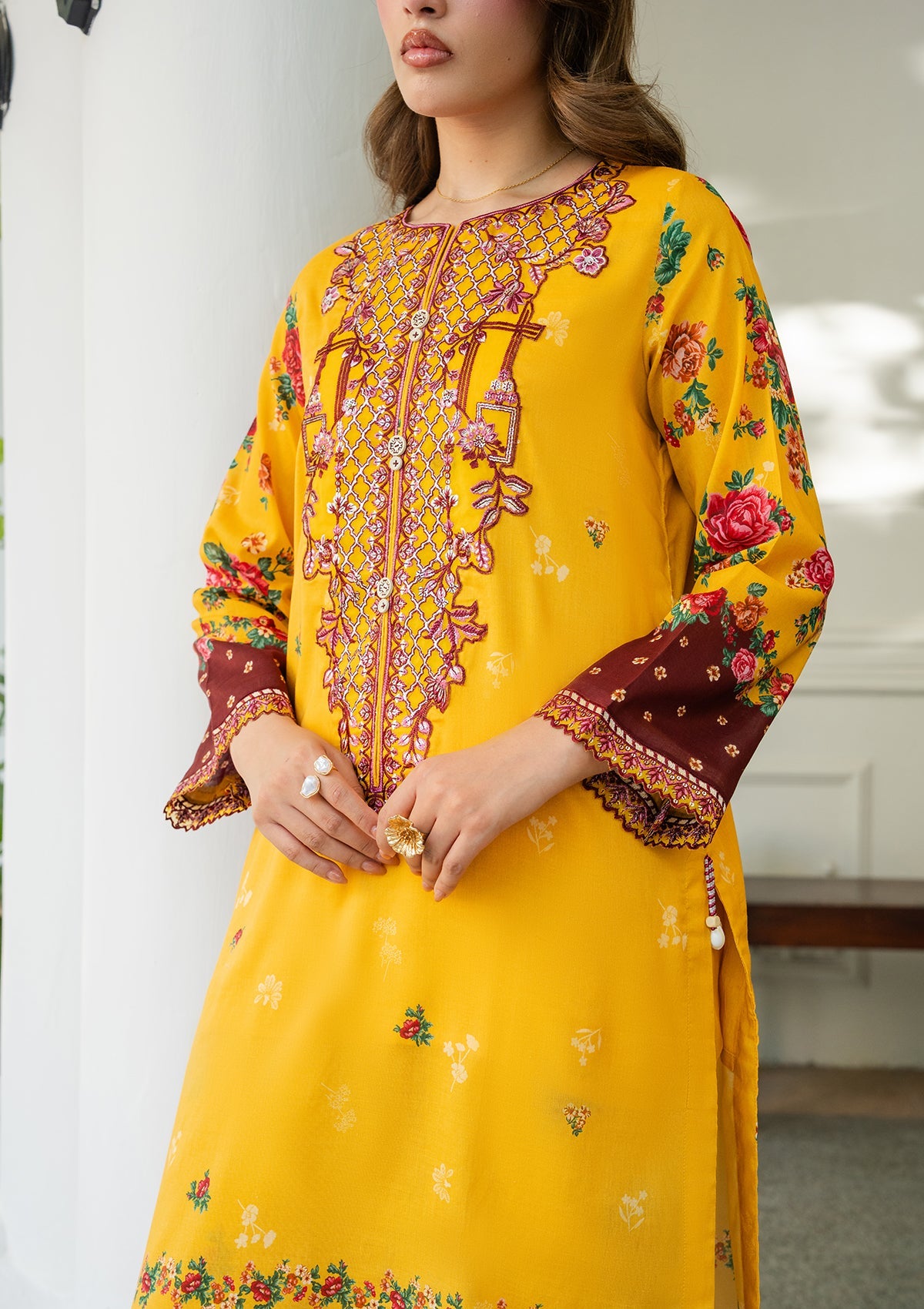 EMBROIDERED Lawn BT006892-YLW