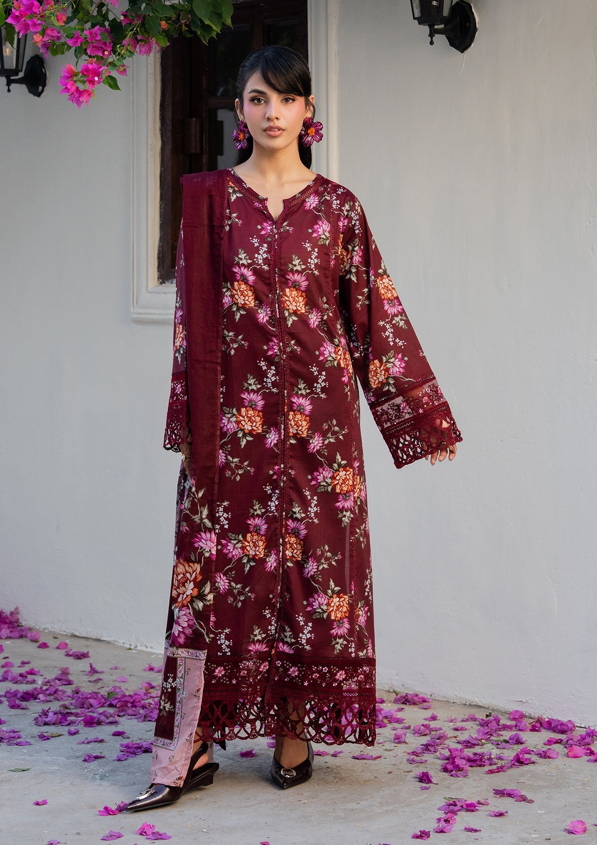 PRINTED EMBROIDERED Lawn BT006887-MRN