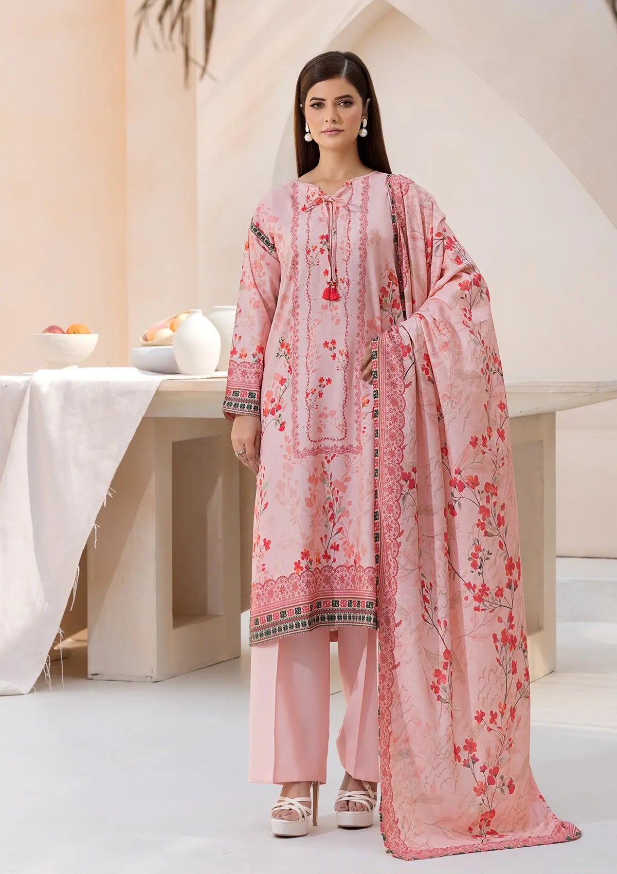 Printed Linen BT6545-PNK Bin Tayyab