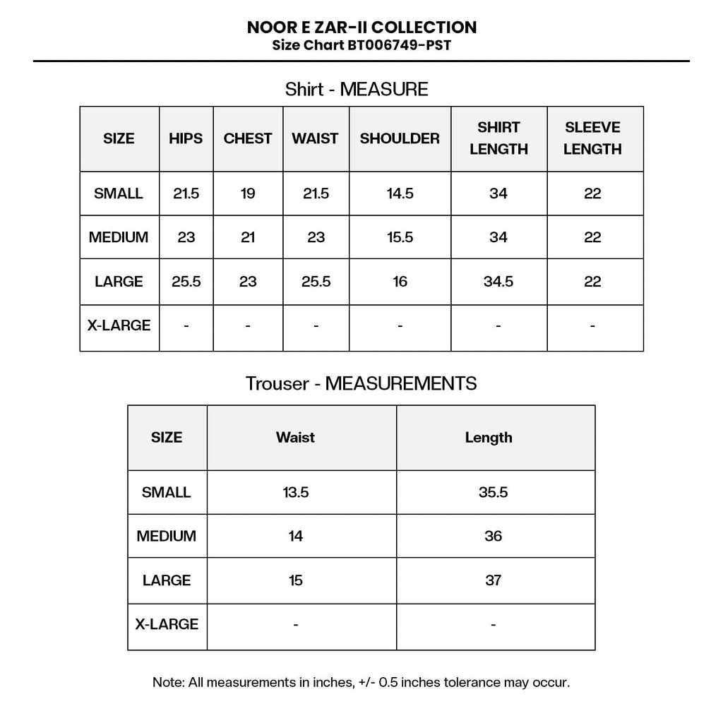 EMBROIDERED COTTON BT006749-PST Size Chart