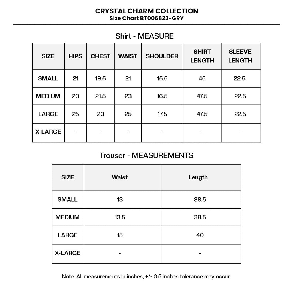 LUXURY Embroidered NET BT006823-GRY Size Chart