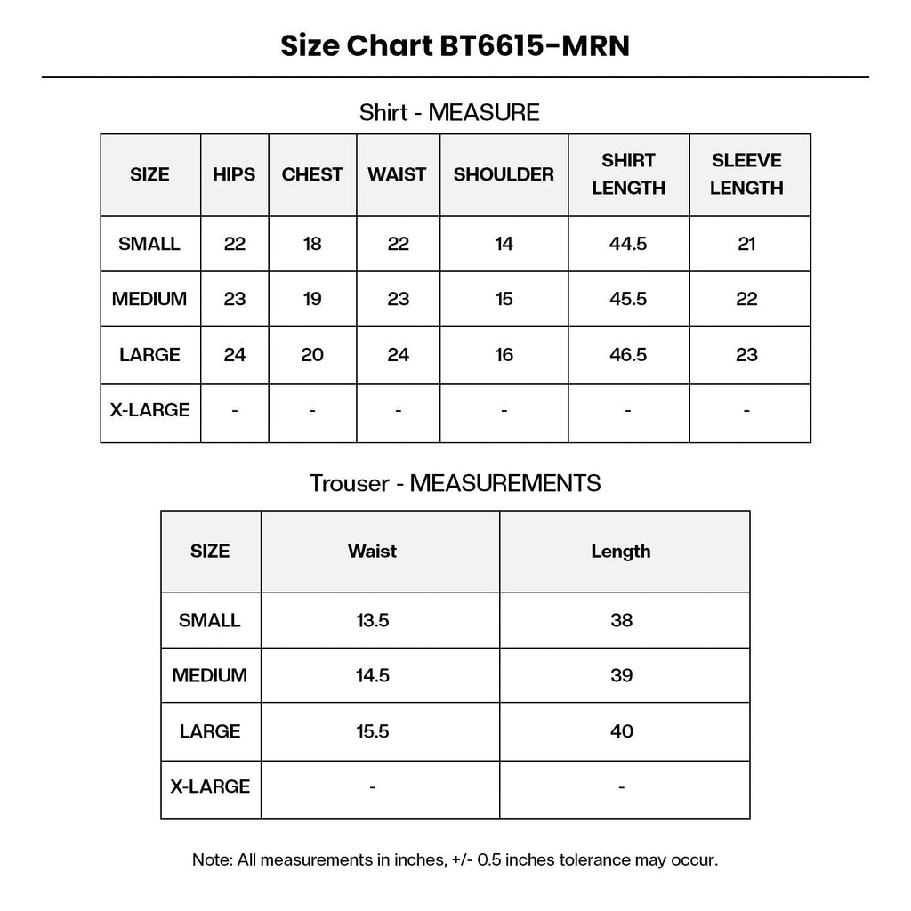Embroidered Organza BT6615-MRN Size Chart