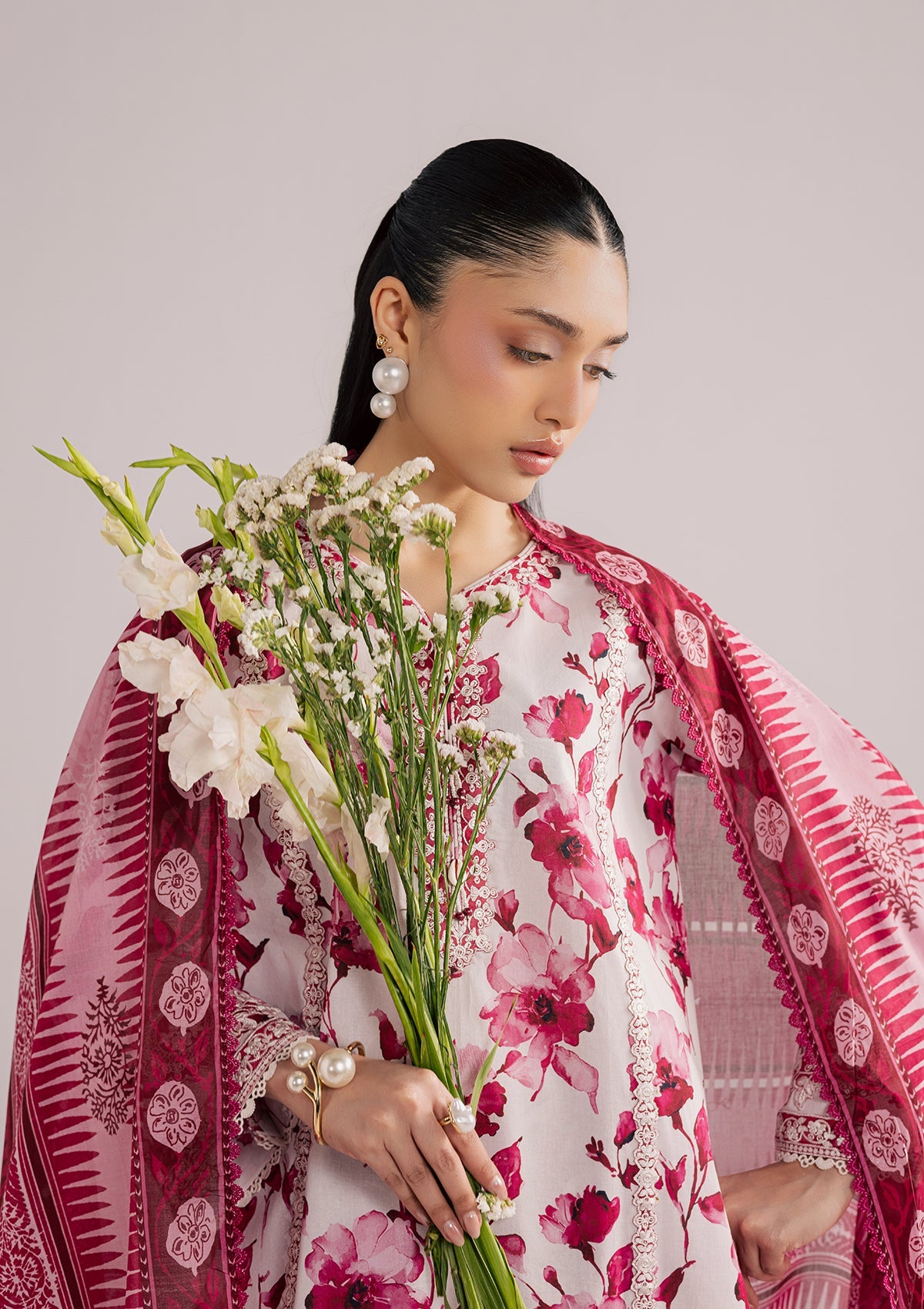 PRINTED EMBROIDERED LAWN BT006859-PNK