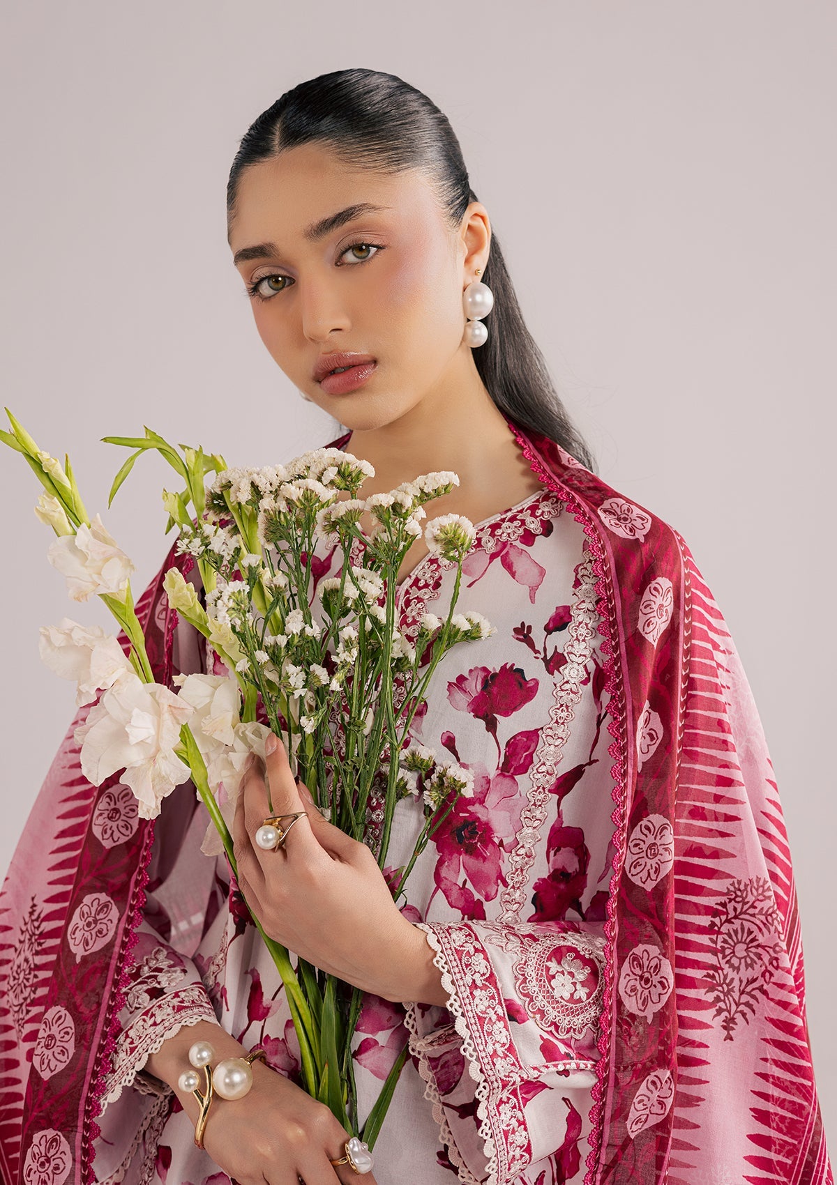 PRINTED EMBROIDERED LAWN BT006859-PNK
