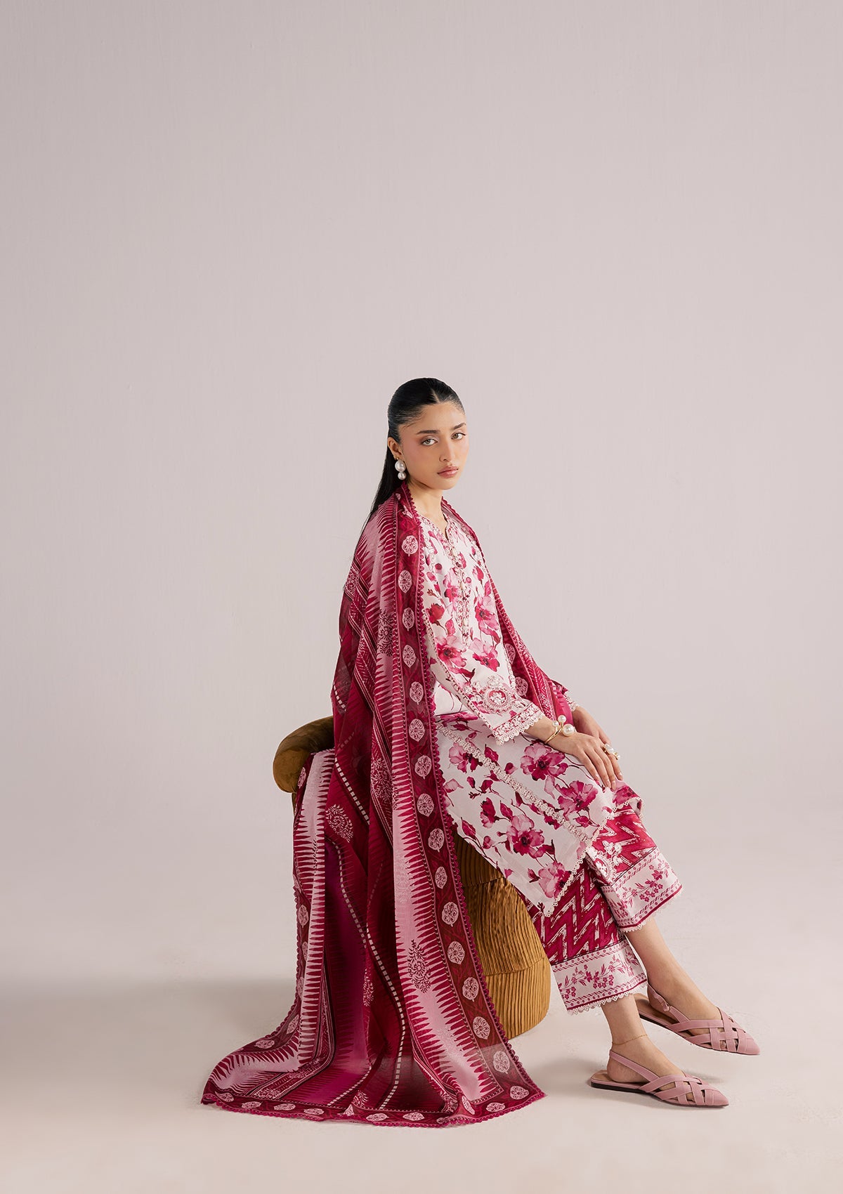 PRINTED EMBROIDERED LAWN BT006859-PNK
